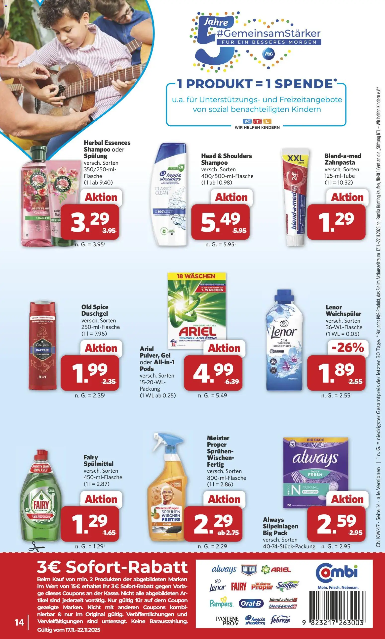 Combi Prospekt 	 – gültig ab 17.11.2025 | Seite: 14 | Produkte: Lenor, Küche, Weichspüler, Swiffer