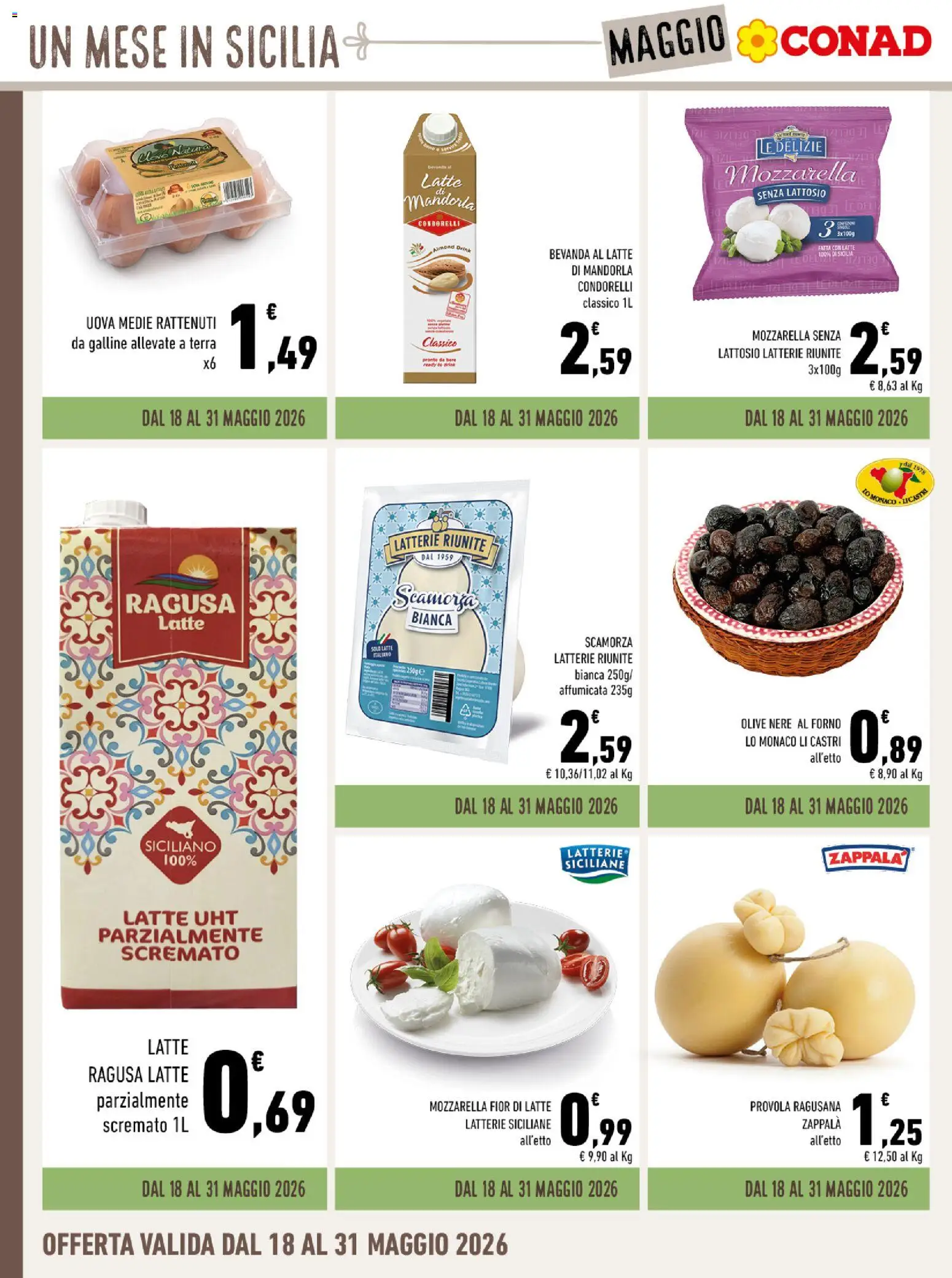 Volantino Conad del 29.04.2026 | Pagina: 4 | Prodotti: Uova, Provola, Latte parzialmente scremato, Terra