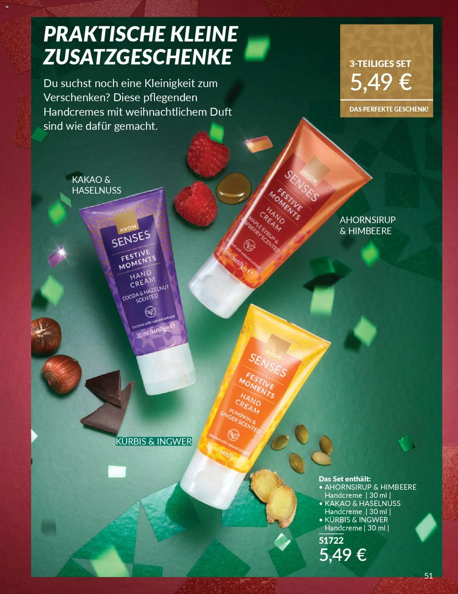 AVON Weihnachtsgeschenkideen – gültig ab 01.11.2025 | Seite: 51 | Produkte: Duft, Handcreme, Kürbis, Himbeere