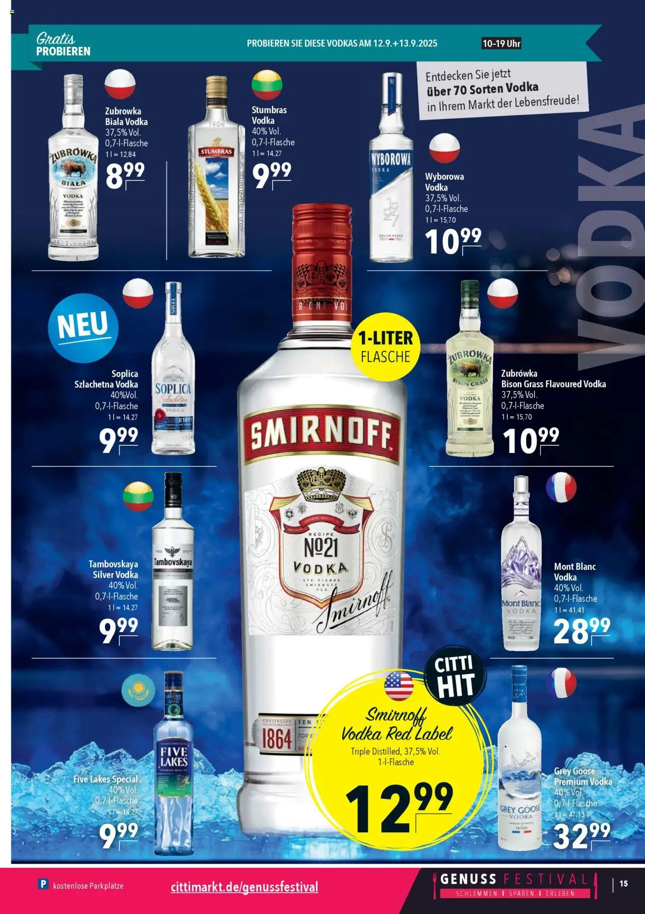 CITTI Markt Prospekt 	 – gültig ab 10.09.2025 | Seite: 15 | Produkte: Smirnoff, Vodka, Uhr