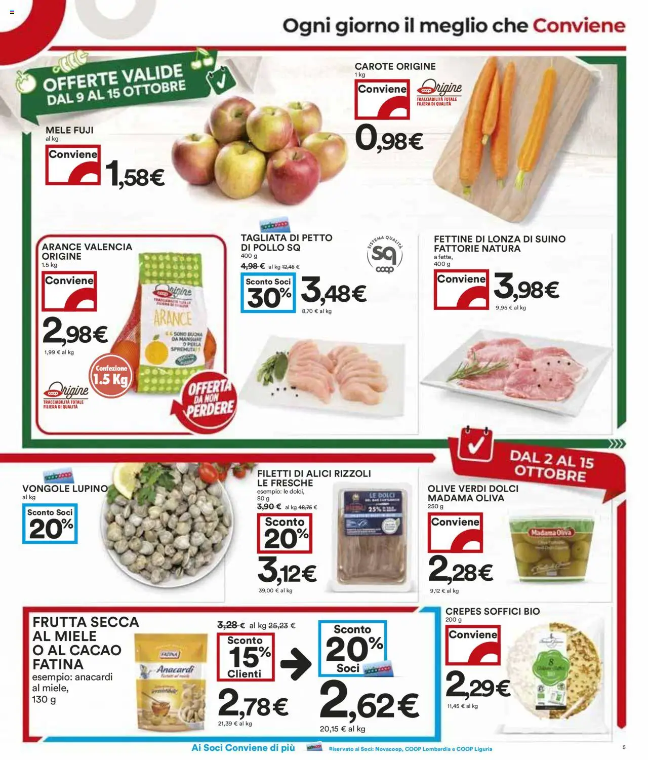 Volantino COOP del 02.10.2025 | Pagina: 5 | Prodotti: Mele, Frutta, Miele, Alici