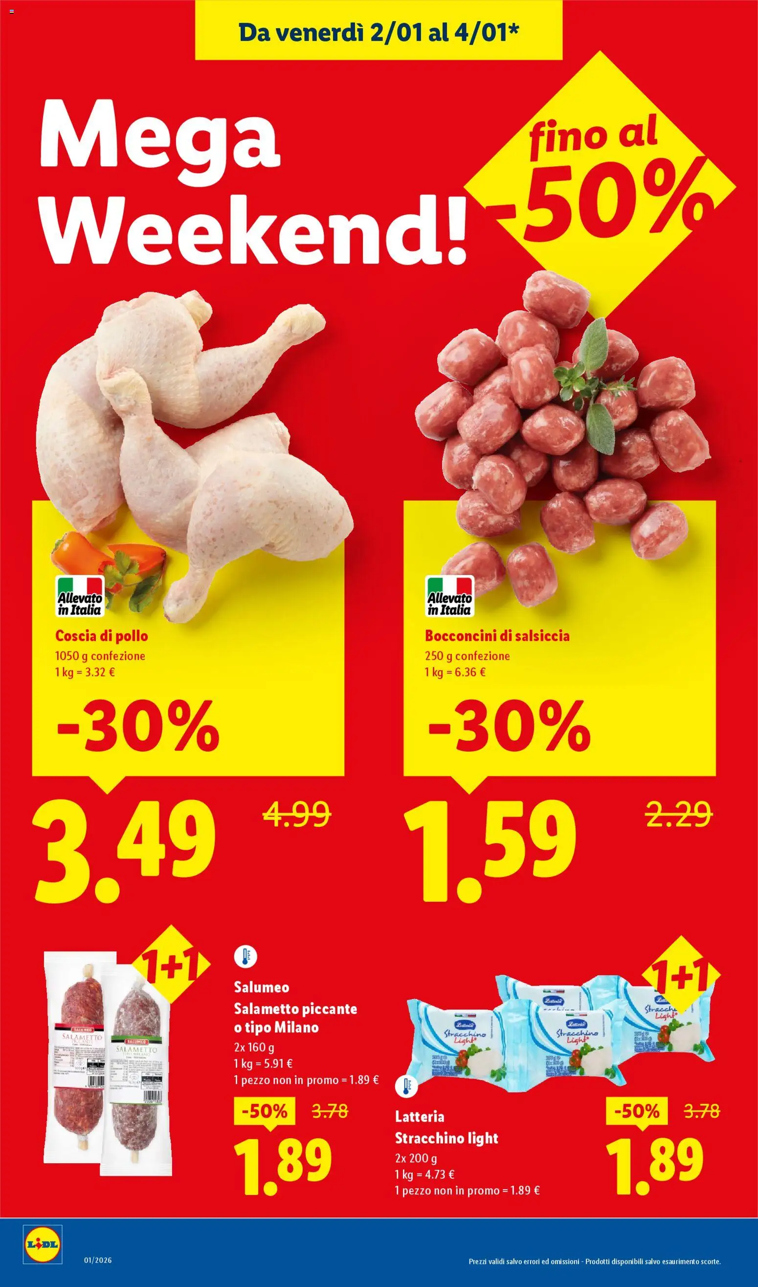Volantino Lidl del 02.01.2026 | Pagina: 2 | Prodotti: Pollo, Salsiccia, Stracchino