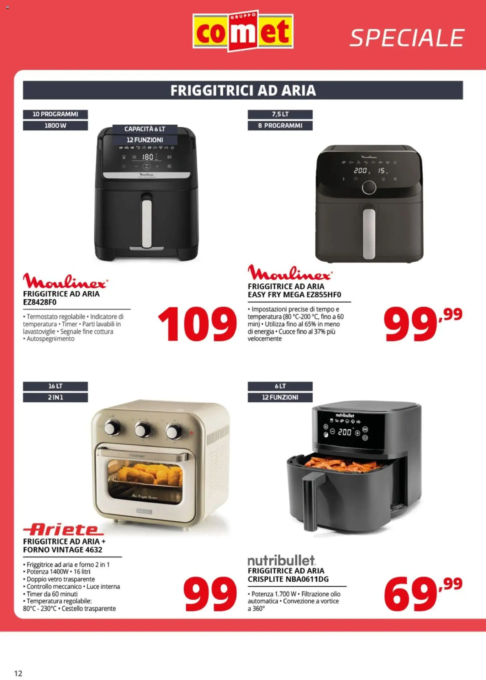 Volantino Comet del 06.03.2026 | Pagina: 12 | Prodotti: Friggitrice ad aria, Olio, Forno, Friggitrice