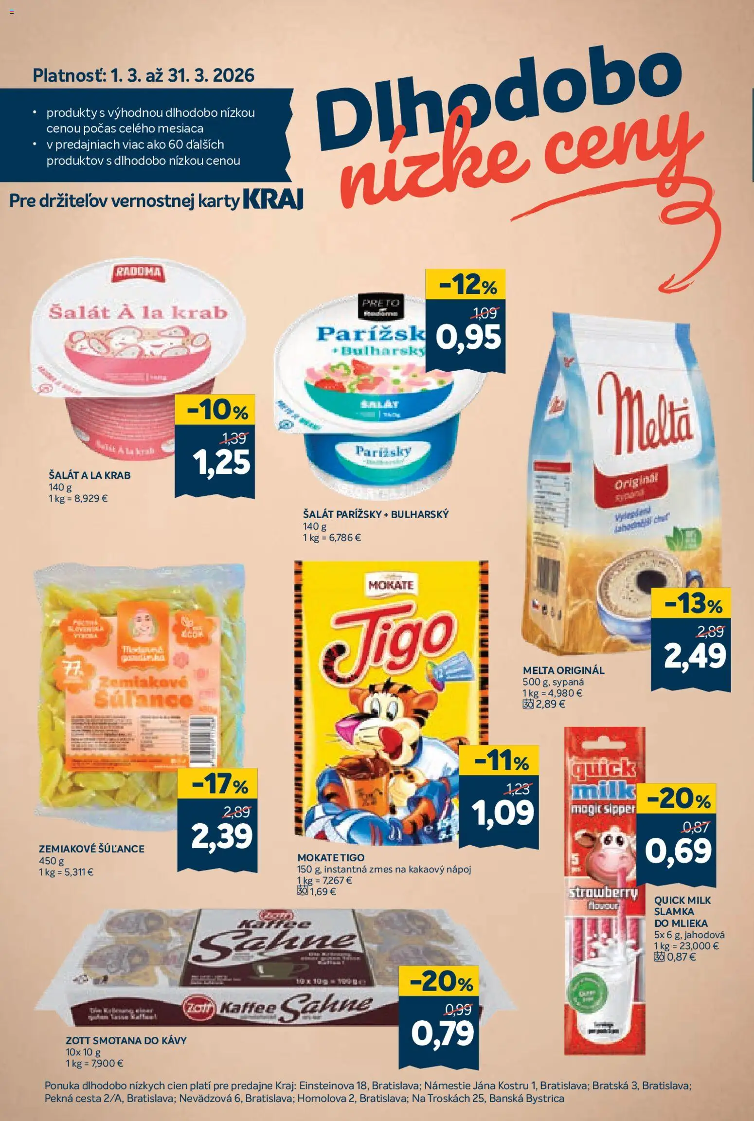 Nové Kraj akcie – leták je platný od 26.03.2026 | Strana: 18 | Produkty: Smotana, Šalát