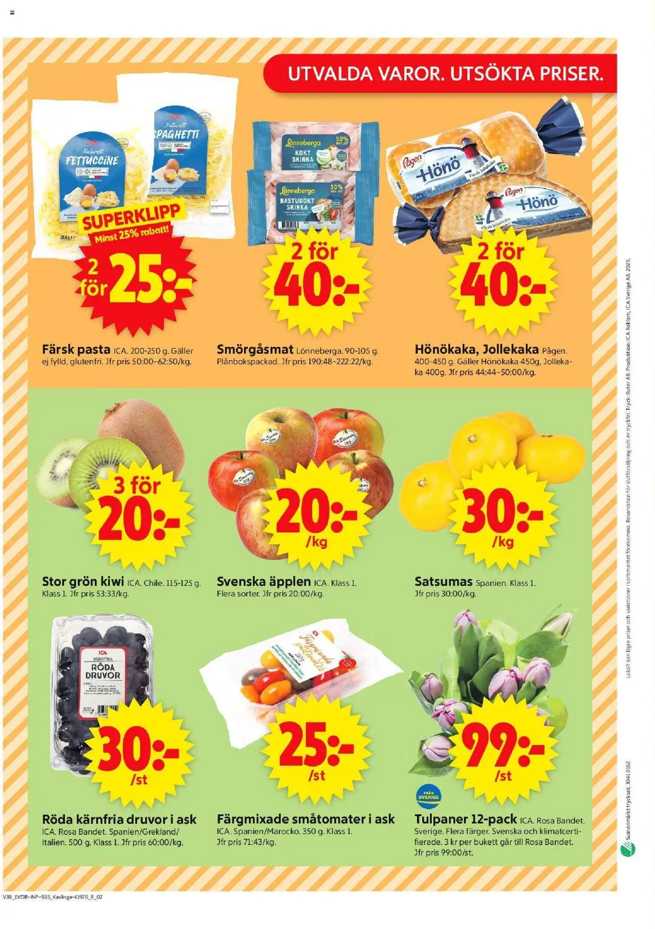 ICA Supermarket reklamblad aktuell från 15.09.2025 | Sida: 10 | Produkter: Galler, Skinka, Äpplen, Kiwi