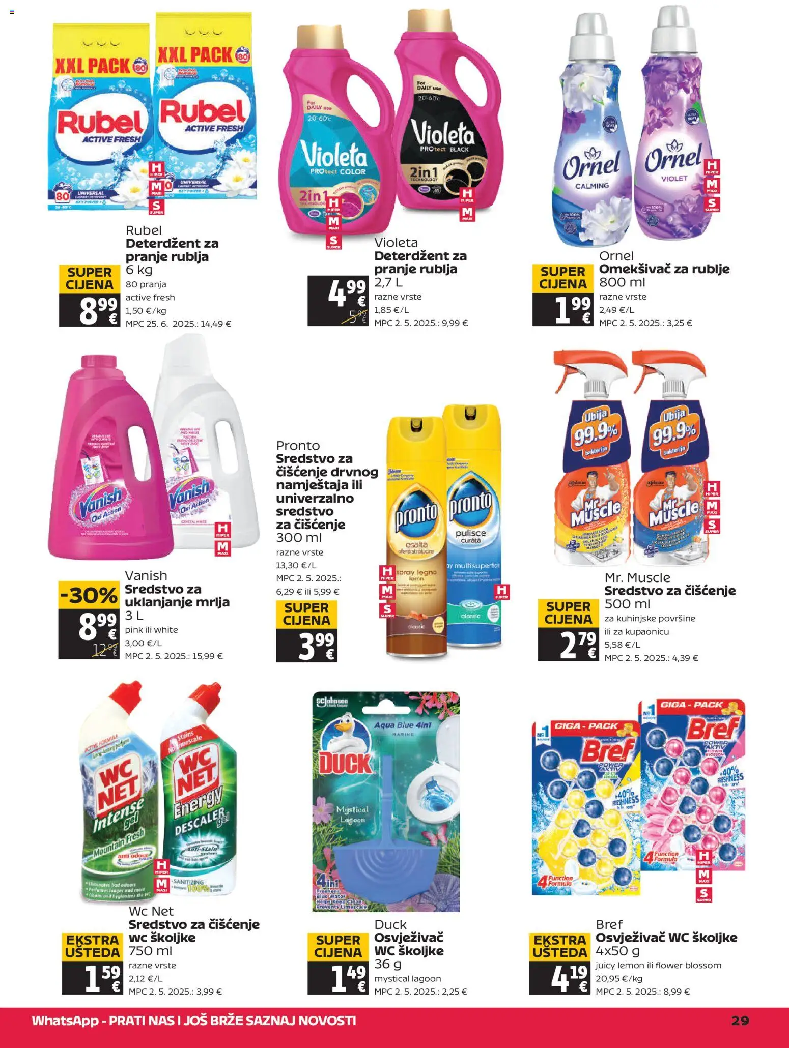 Tommy katalog | vrijedi od 26.03.2026 | Stranica: 29 | Proizvodi: Omekšivač, Deterdžent, Osvježivač wc školjke, Violeta