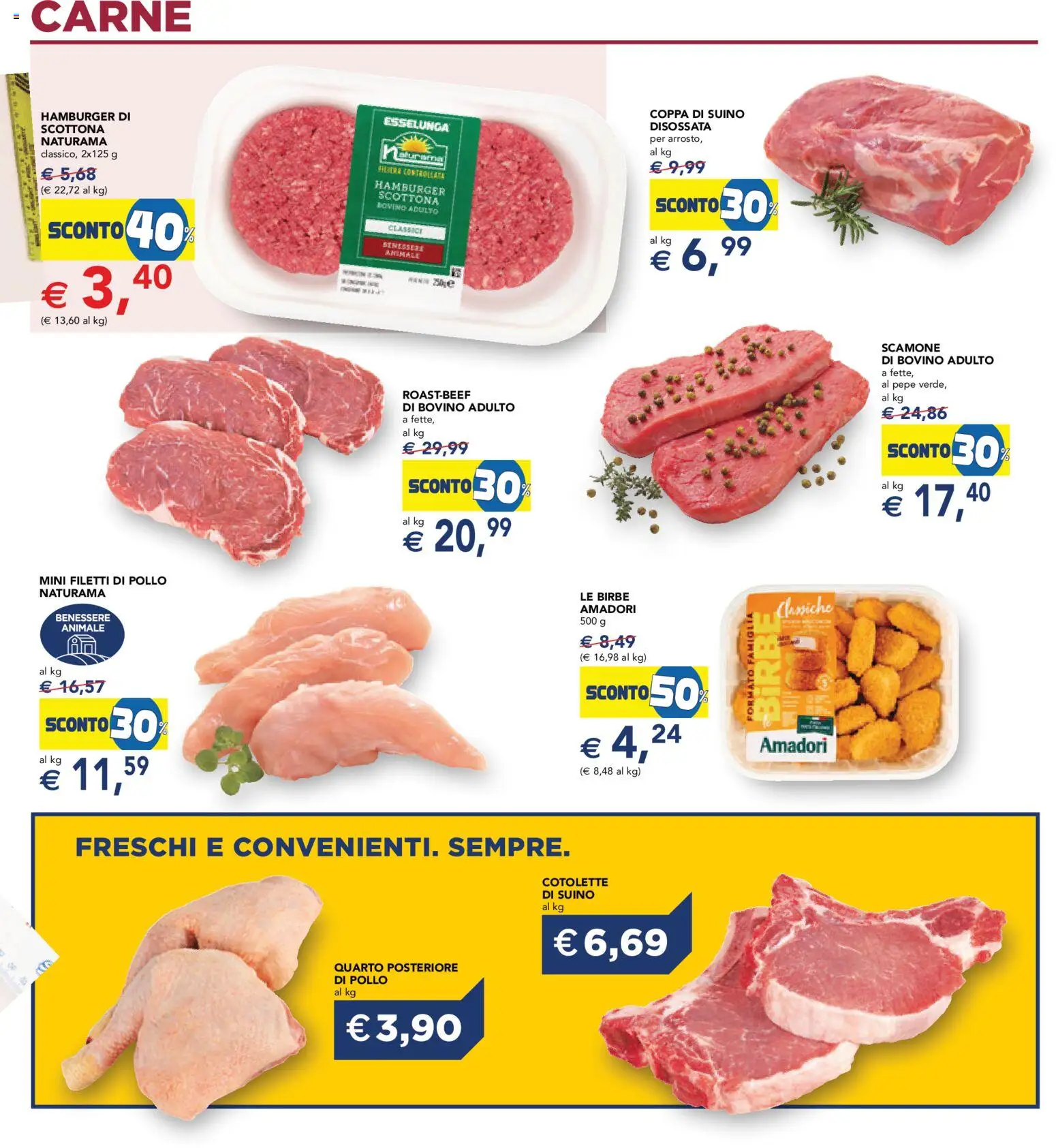 Volantino Esselunga S del 02.01.2026 | Pagina: 13 | Prodotti: Bovino, Pollo, Suino, Hamburger