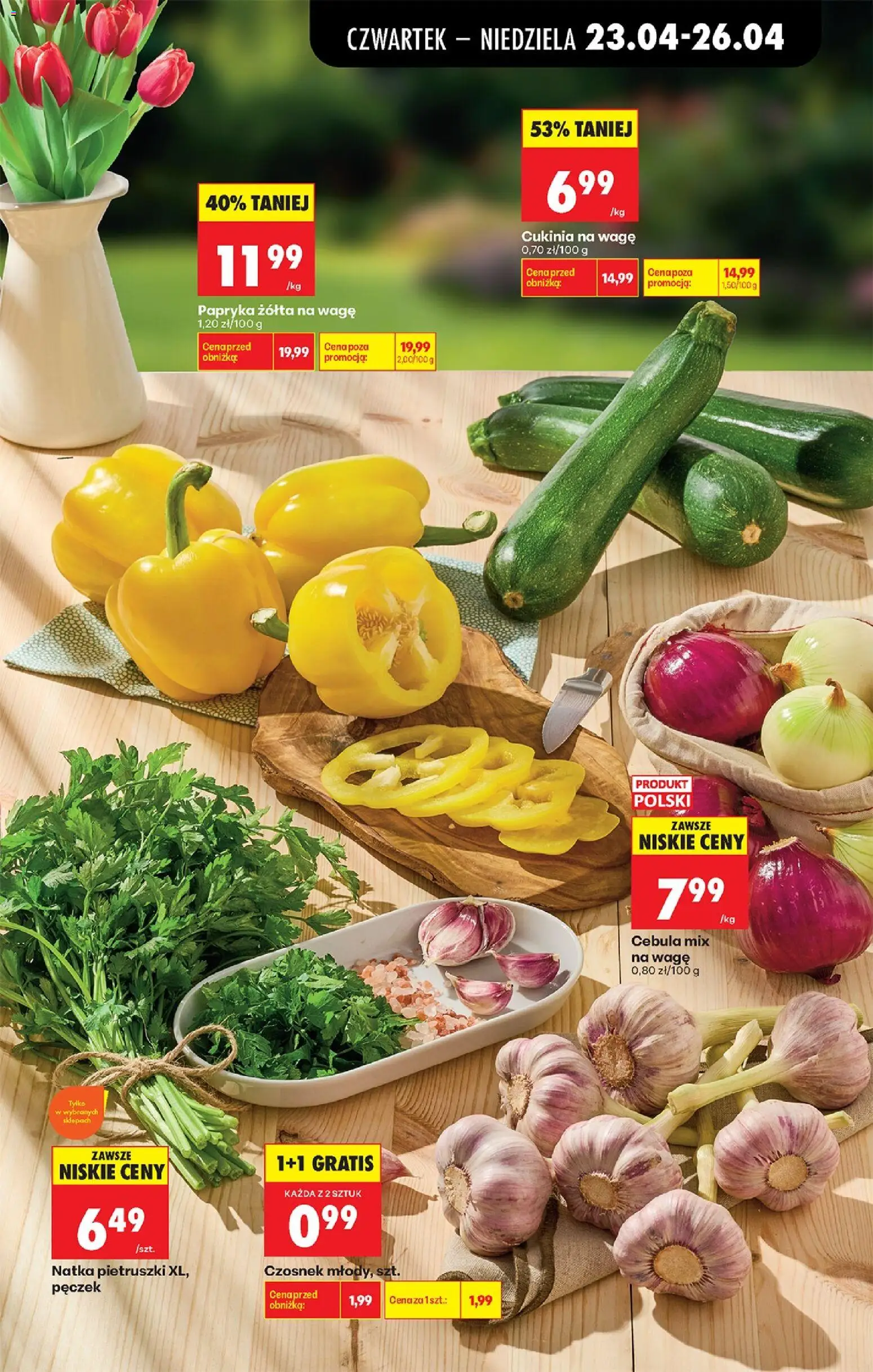 Biedronka gazetka od czwartku od 23.04.2026 | Strona: 39 | Produkty: Czosnek, Bell, Papryka, Cukinia