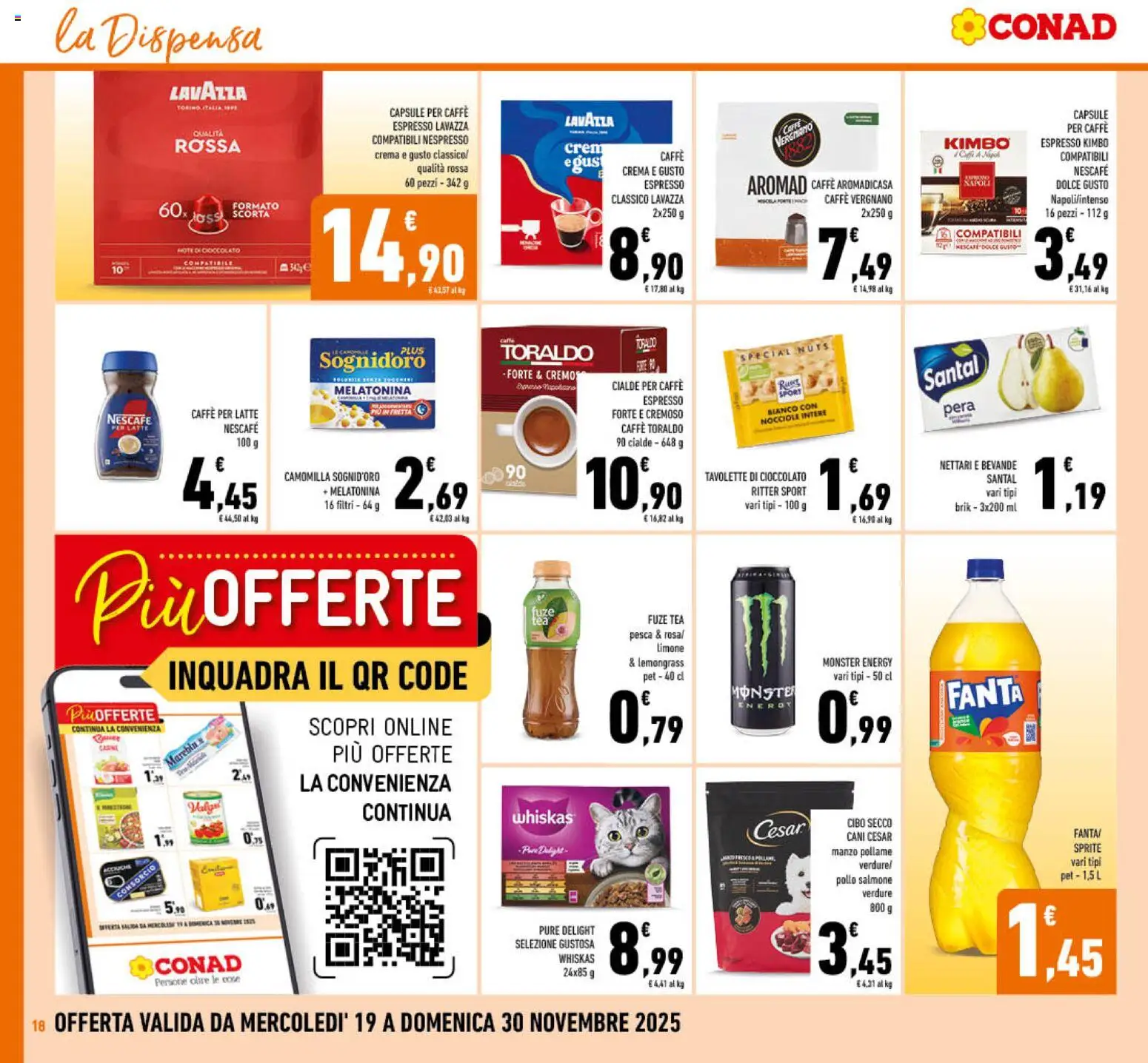 Volantino Conad del 19.11.2025 | Pagina: 18 | Prodotti: Cioccolato, Limone, Pera, Fanta