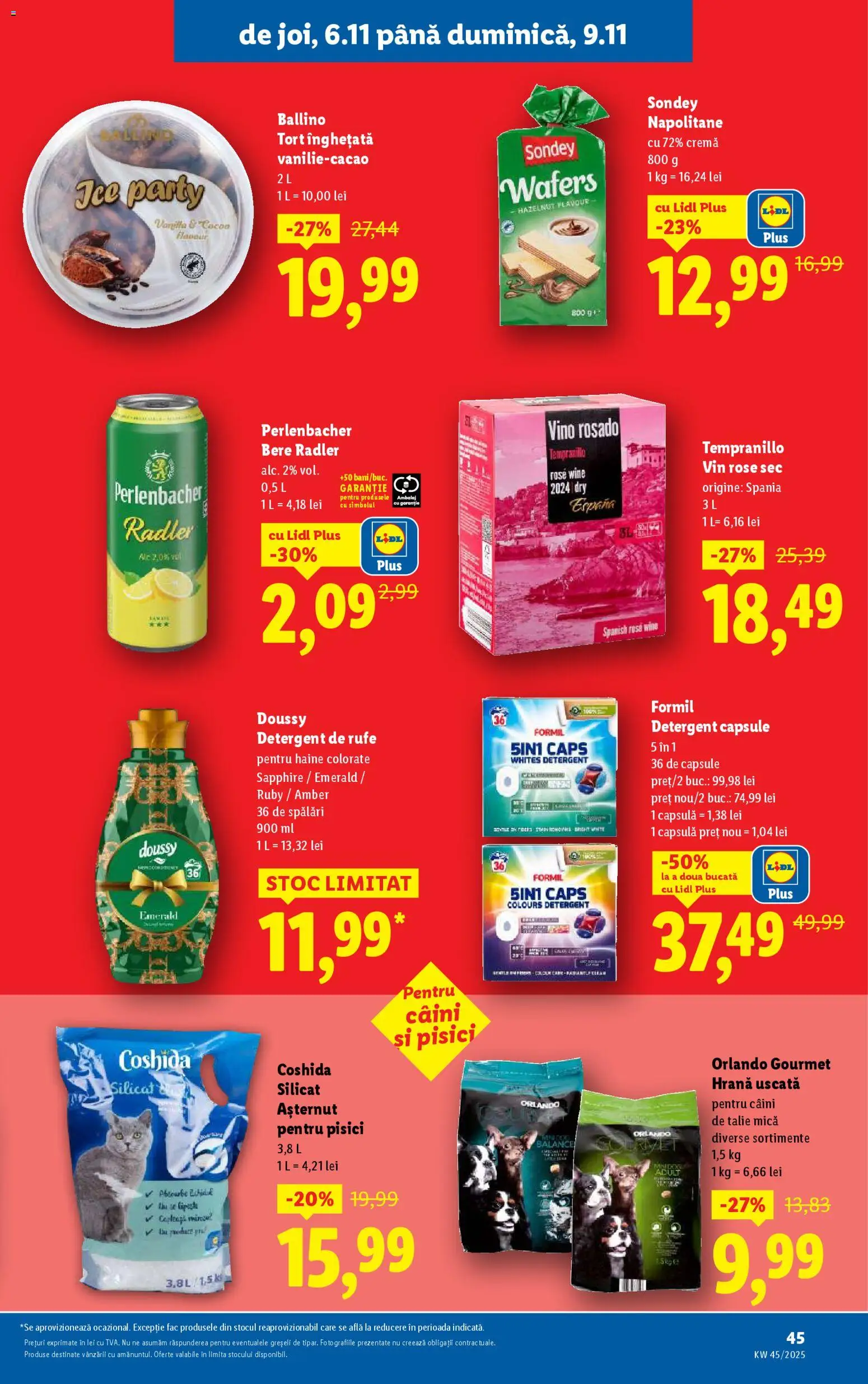 Noul catalog Lidl – valabil de la 03.11.2025 | Pagină: 45 | Produse: Tort, Cremă, Vin, Detergent
