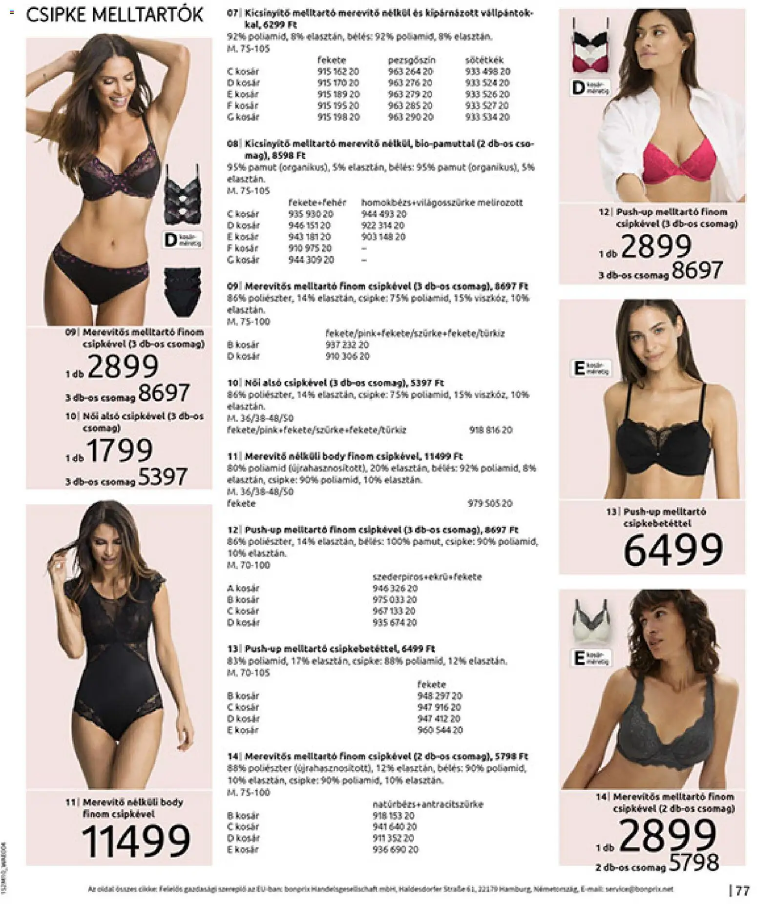 Bonprix akciós ujság - amely érvényes a következő dátumtól: 24.11.2025 | Oldal: 79 | Termékek: Női alsó, Body, Kosár, Melltartó