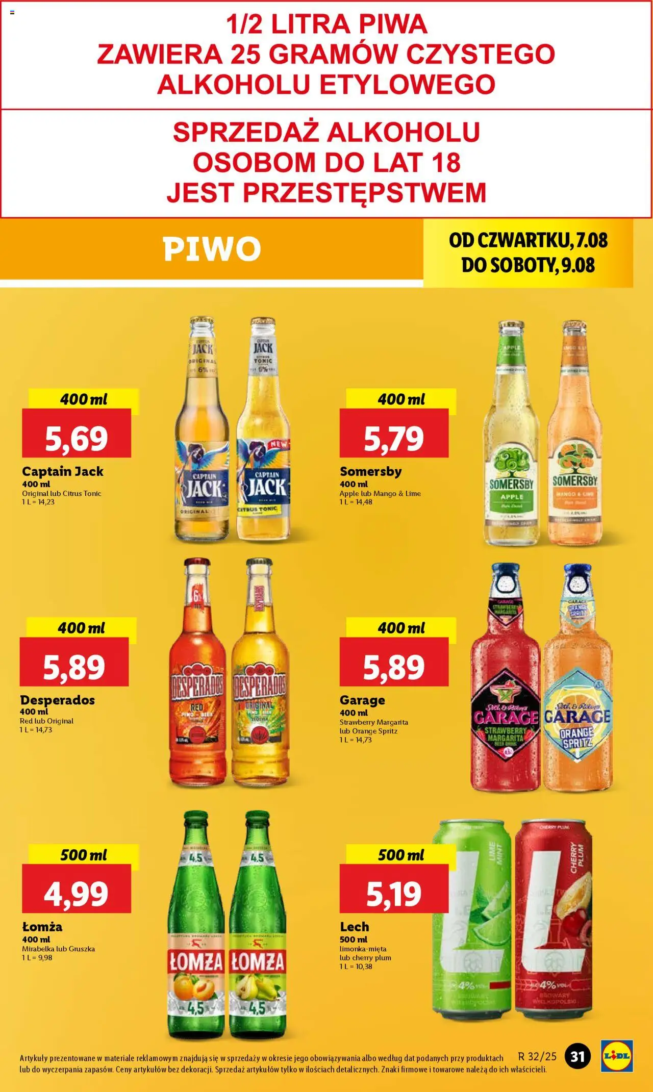 Lidl Gazetka od 07.08.2025 | Strona: 39 | Produkty: Mango, Gruszka, Piwo, Somersby