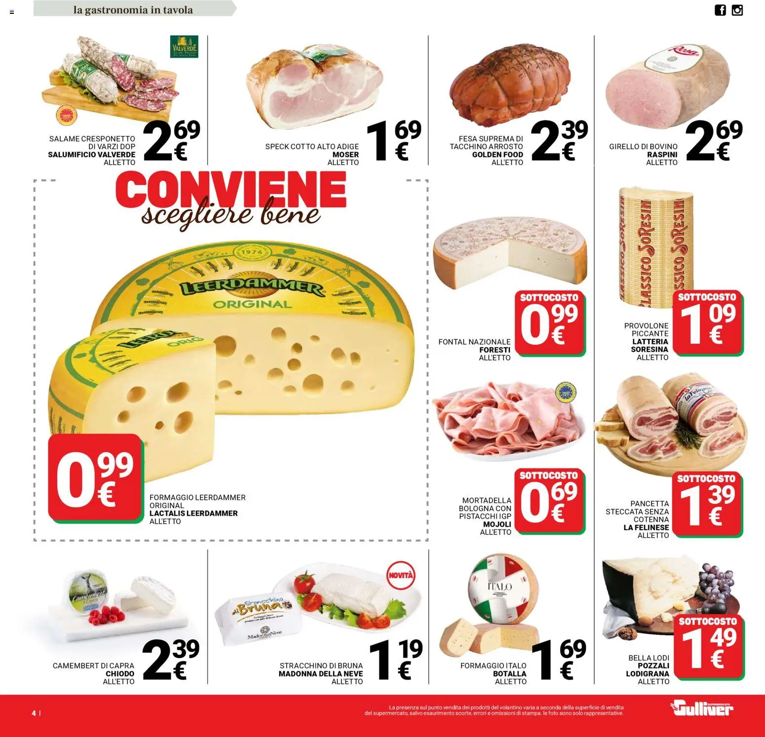 Volantino Gulliver del 13.01.2026 | Pagina: 4 | Prodotti: Bovino, Provolone, Pancetta, Mortadella
