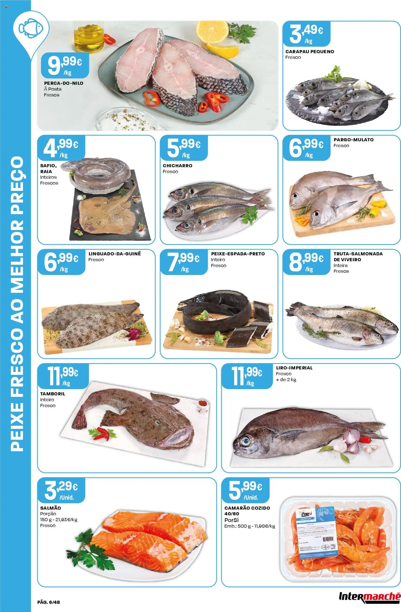 Intermarché folheto │ válido de 08.01.2026 | Página: 6 | Produtos: Camarão, Salmão, Tamboril, Peixe