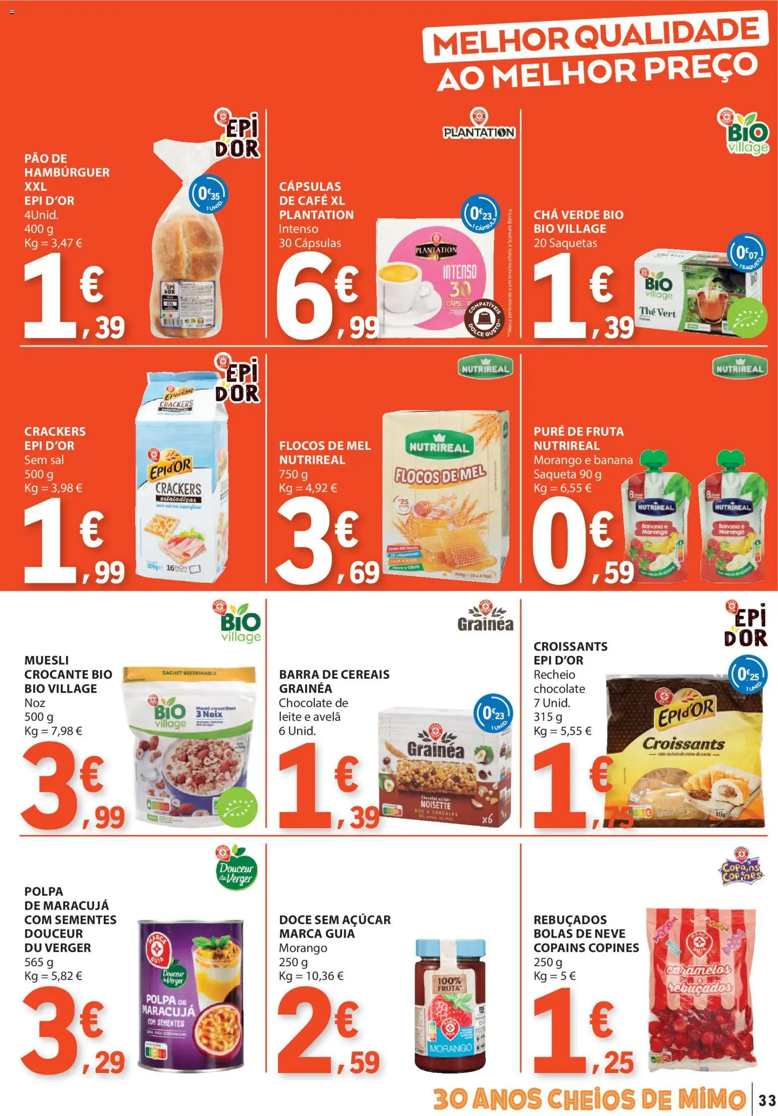 E.Leclerc folheto │ válido de 22.01.2026 | Página: 33 | Produtos: Hambúrguer, Sal, Pão, Mel