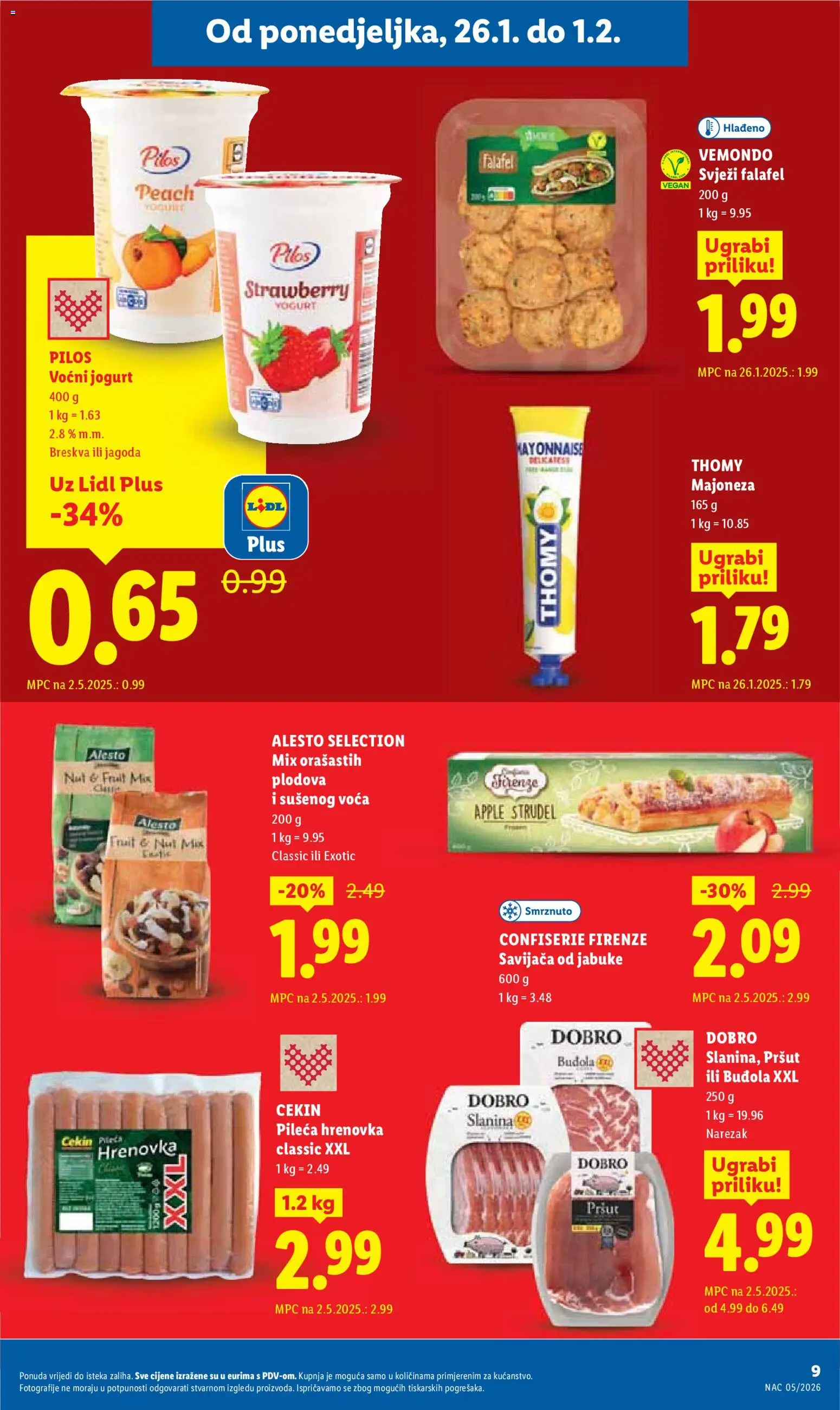 Lidl katalog | vrijedi od 26.01.2026 | Stranica: 9 | Proizvodi: Jogurt, Pršut, Majoneza, Breskva