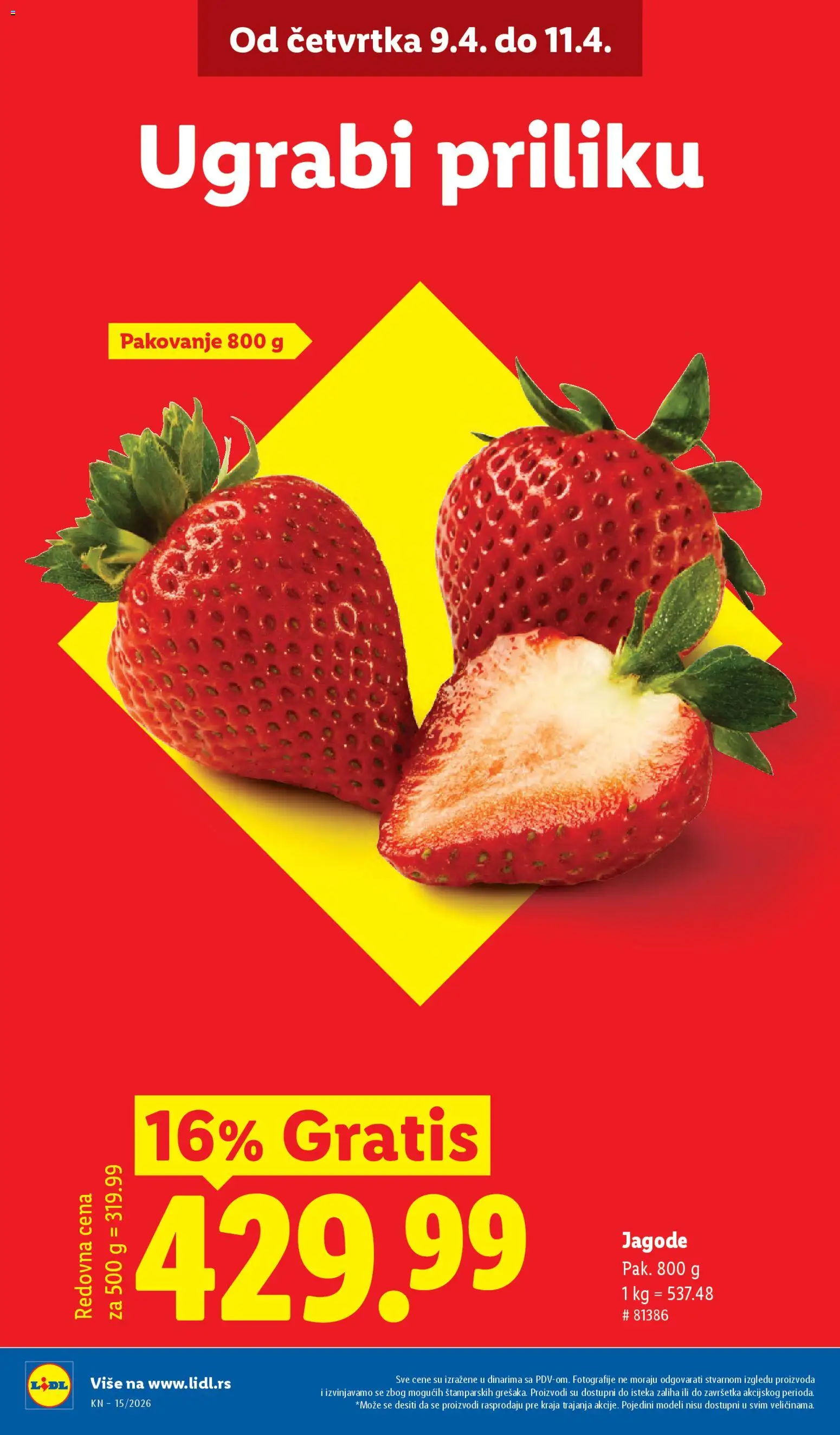 Lidl katalog - važi od 09.04.2026 | Strana: 2 | Proizvode: Jagode, Pakovanje
