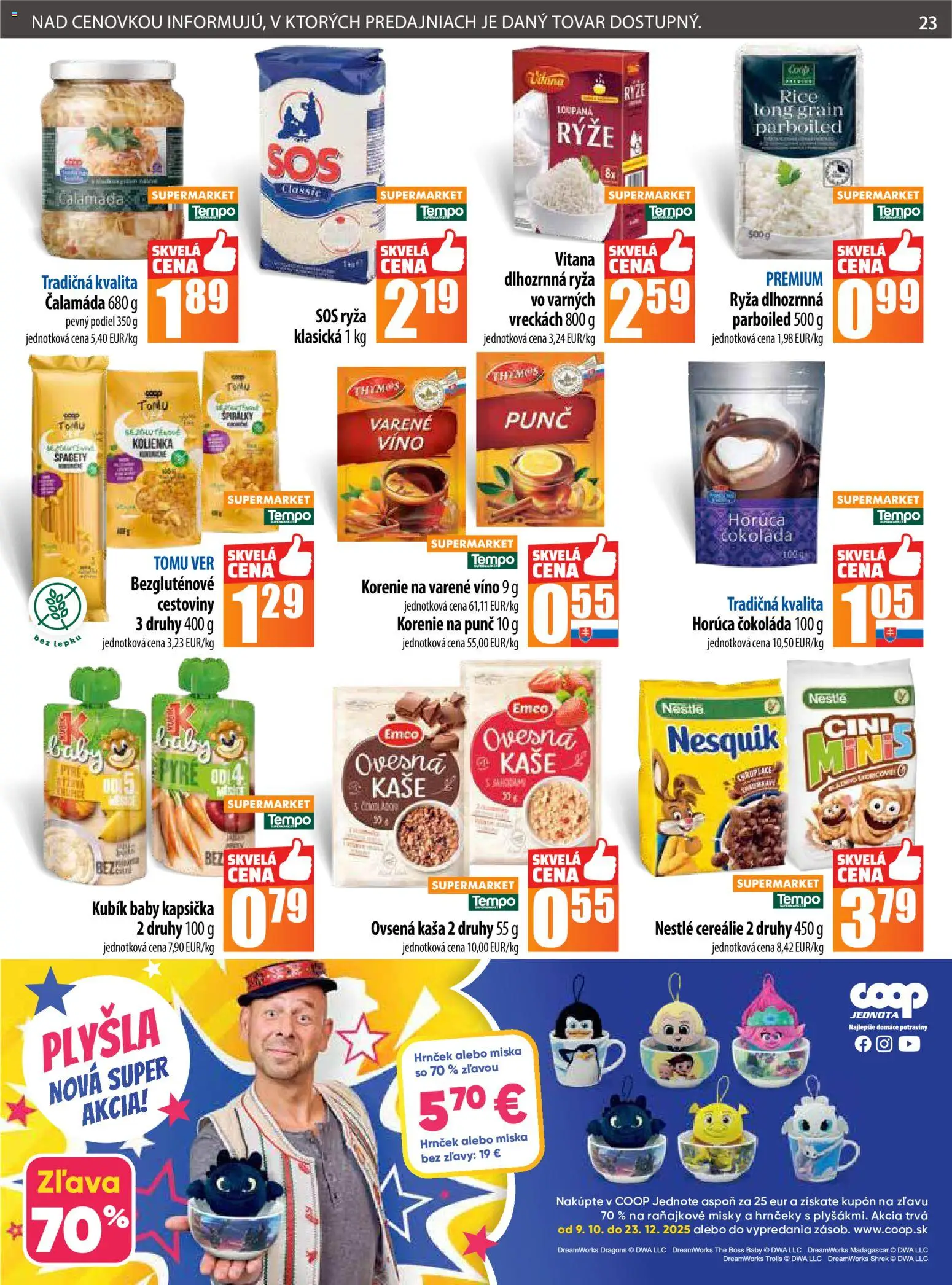 Nové COOP Jednota akcie – leták je platný od 13.11.2025 | Strana: 23 | Produkty: Ryža, Cereálie, Korenie, Špagety