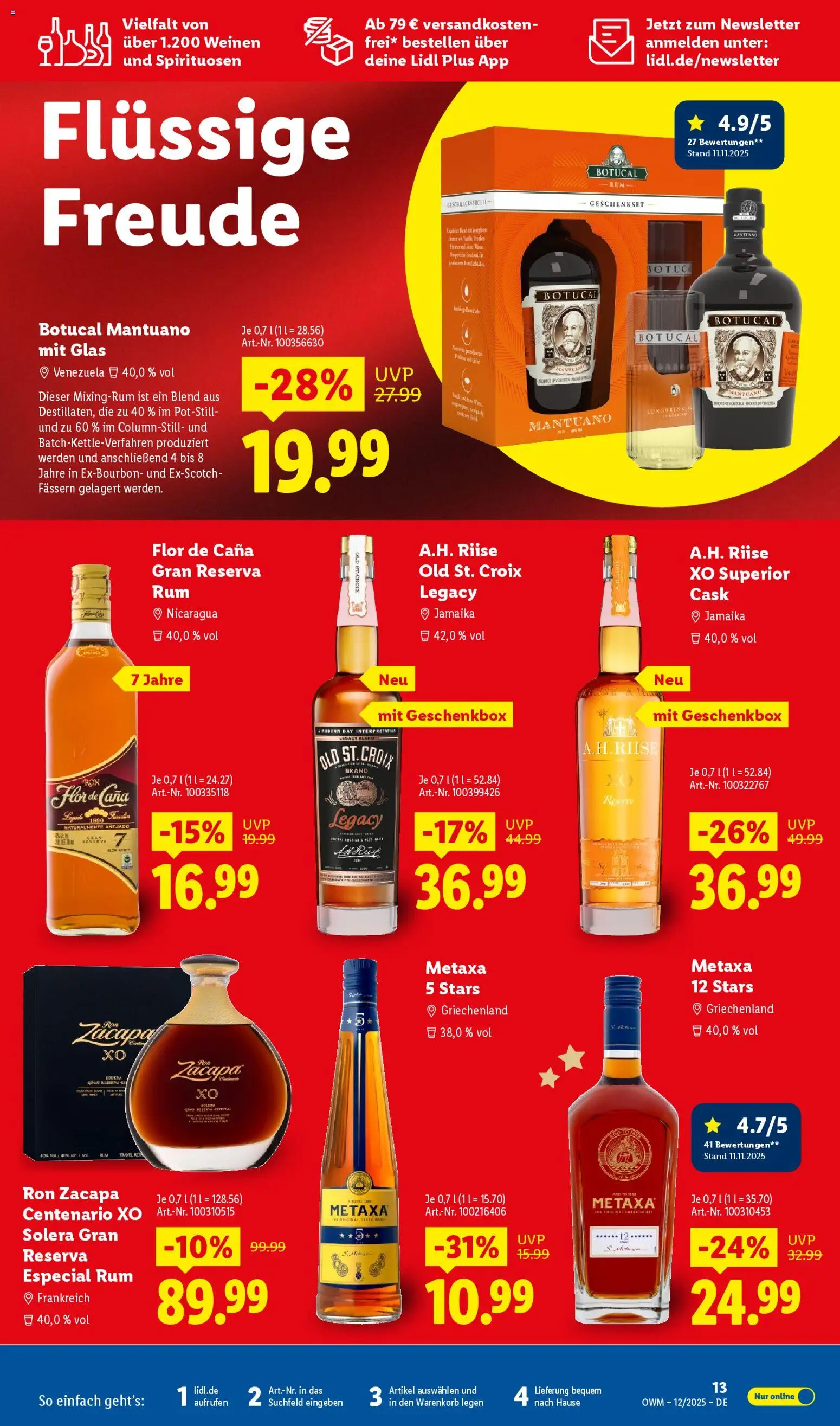 Lidl - Prospekt – gültig ab 01.12.2025 | Seite: 13 | Produkte: Rum, Metaxa