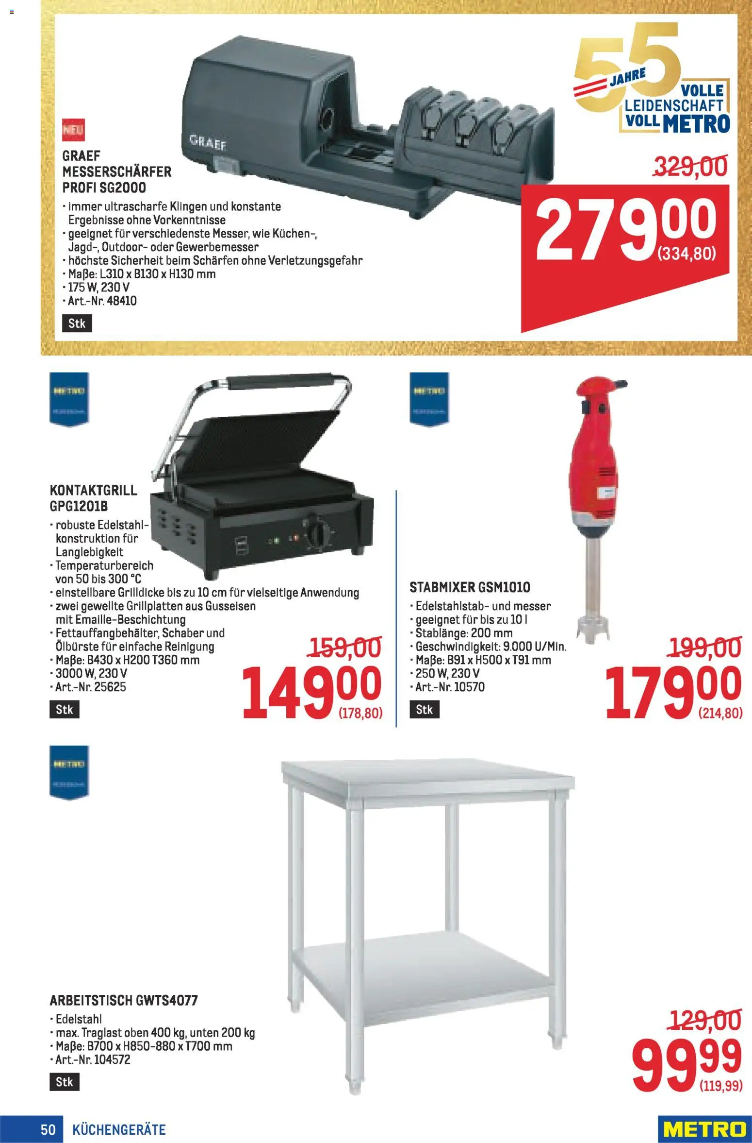 Metro angebote Profi gültig ab 19.02.2026 | Seite: 50 | Produkte: Arbeitstisch