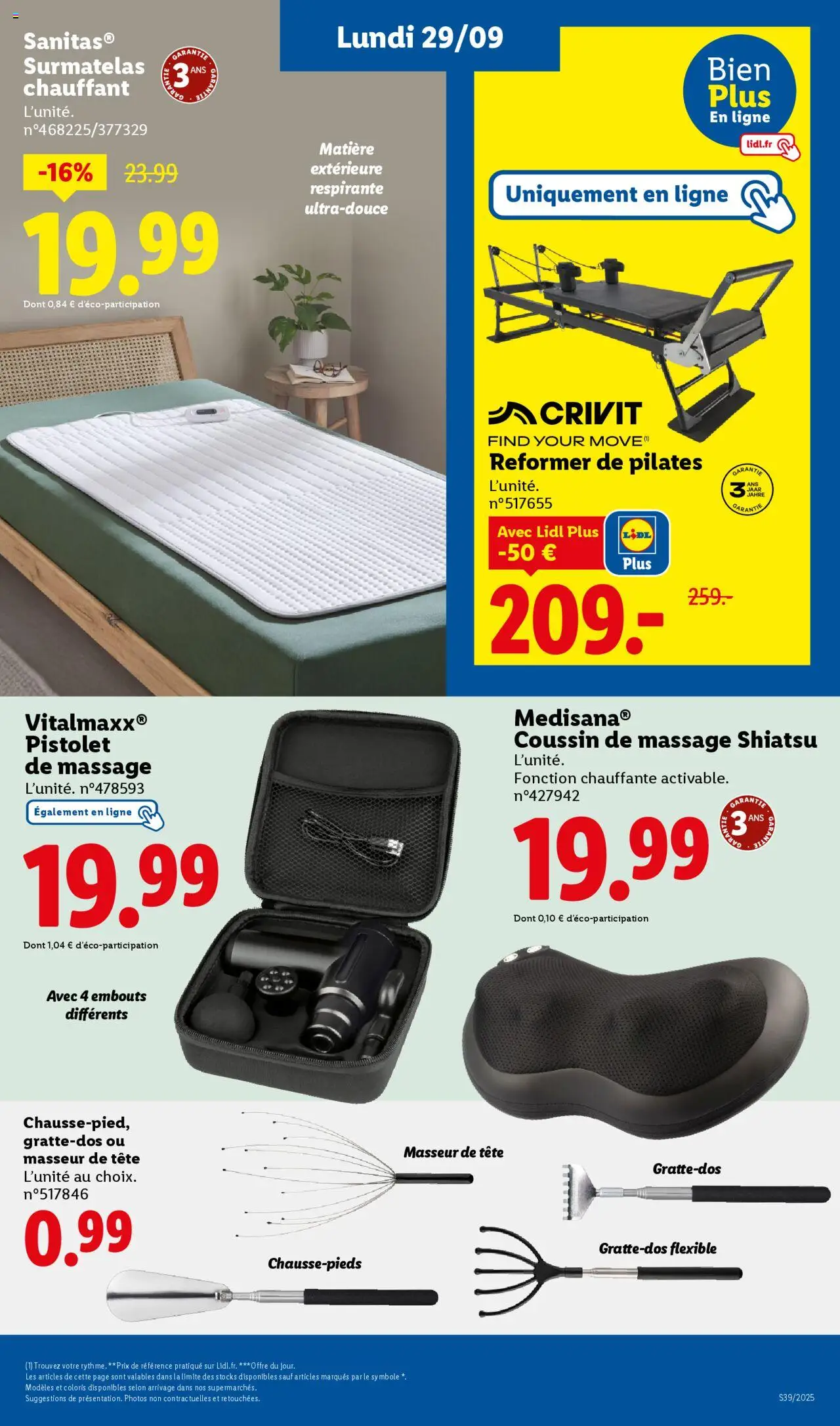 | Page: 33 | Produits: Surmatelas, Masseur, Coussin de massage, Surmatelas chauffant