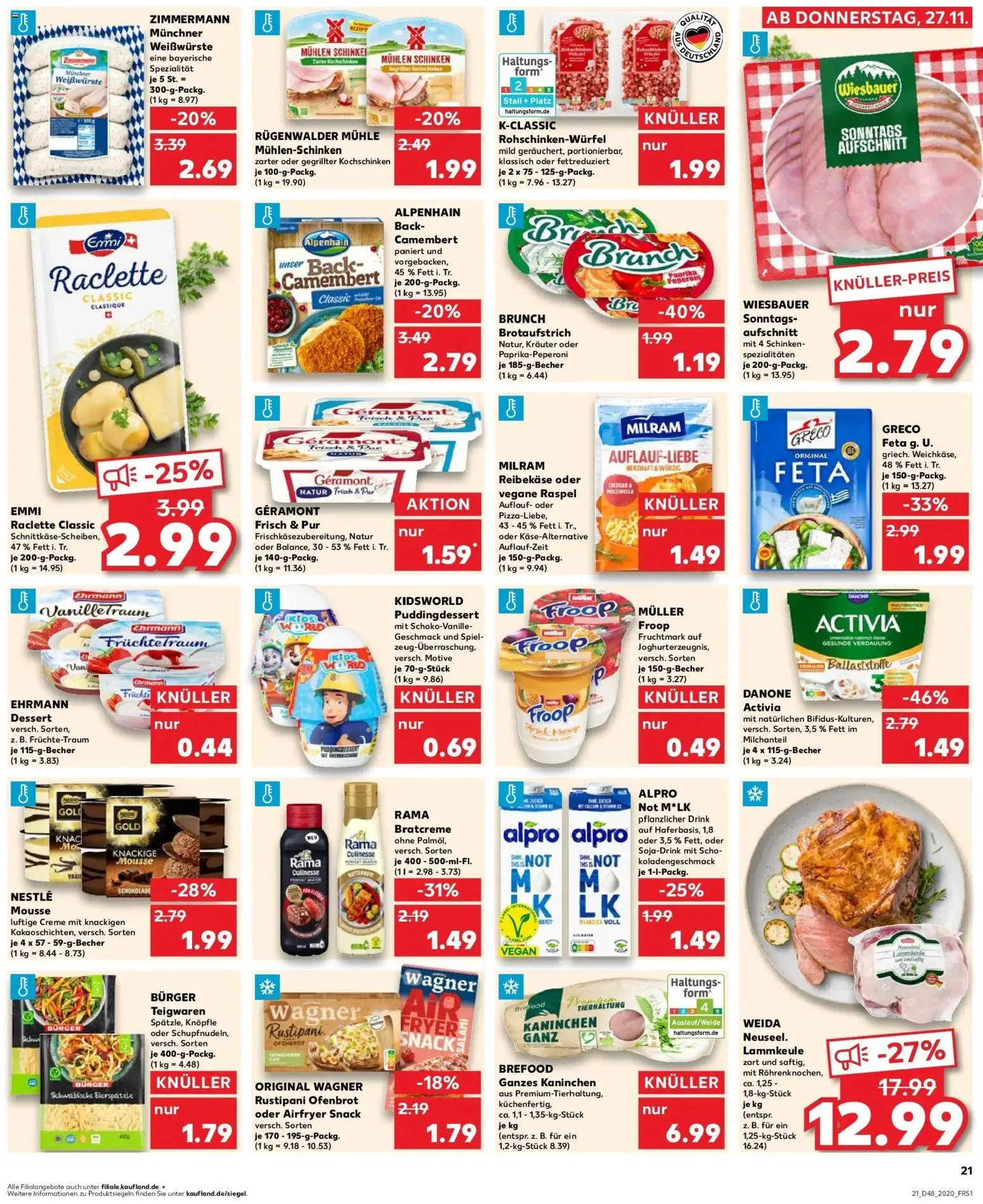 Kaufland prospekt Pfullingen	 – gültig ab 30.11.2025 | Seite: 21 | Produkte: Froop, Activia, Pasta, Raclette
