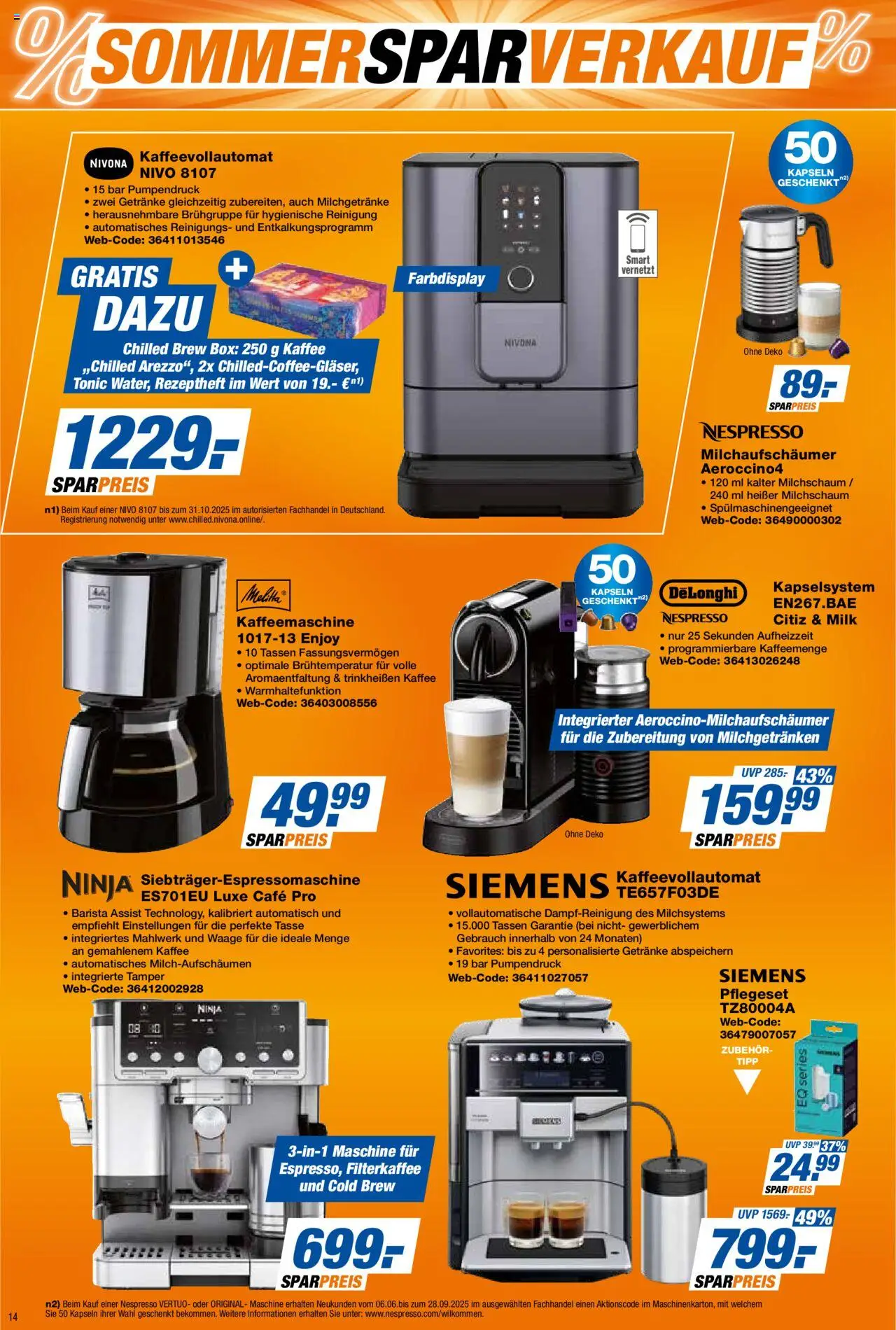 Expert  Sommer Sparverkauf - gültig ab dem 22.08.2025 | Seite: 14 | Produkte: Siemens, Kaffeemaschine, Kaffee, Kaffeevollautomat