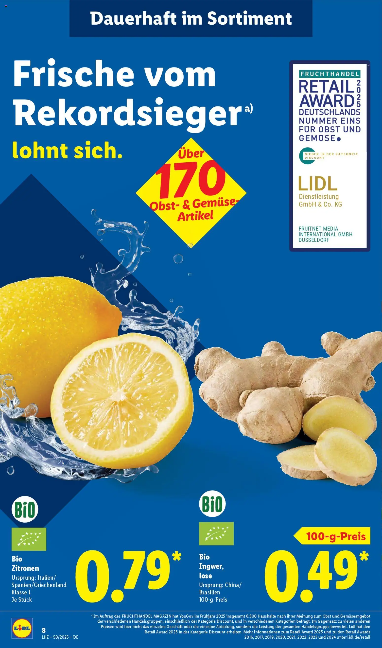Lidl Prospekt Gundelsheim – gültig ab 08.12.2025 | Seite: 16 | Produkte: Gemüse, Obst, Zitronen