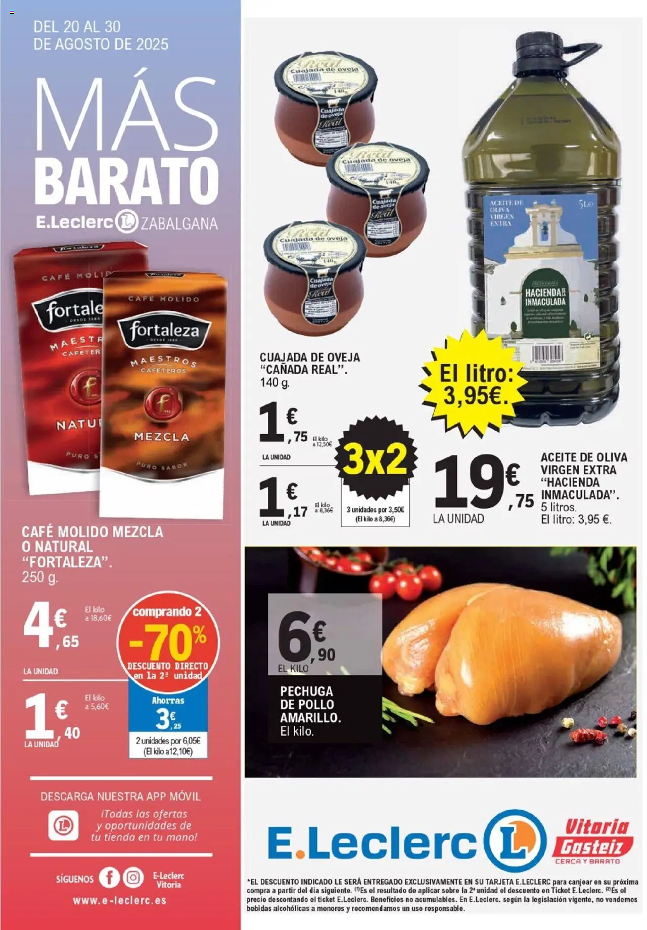 E.Leclerc folleto │ válido desde el 20.08.2025 | Página: 1 | Productos: Aceite, Café, Café molido, Aceite de oliva virgen extra