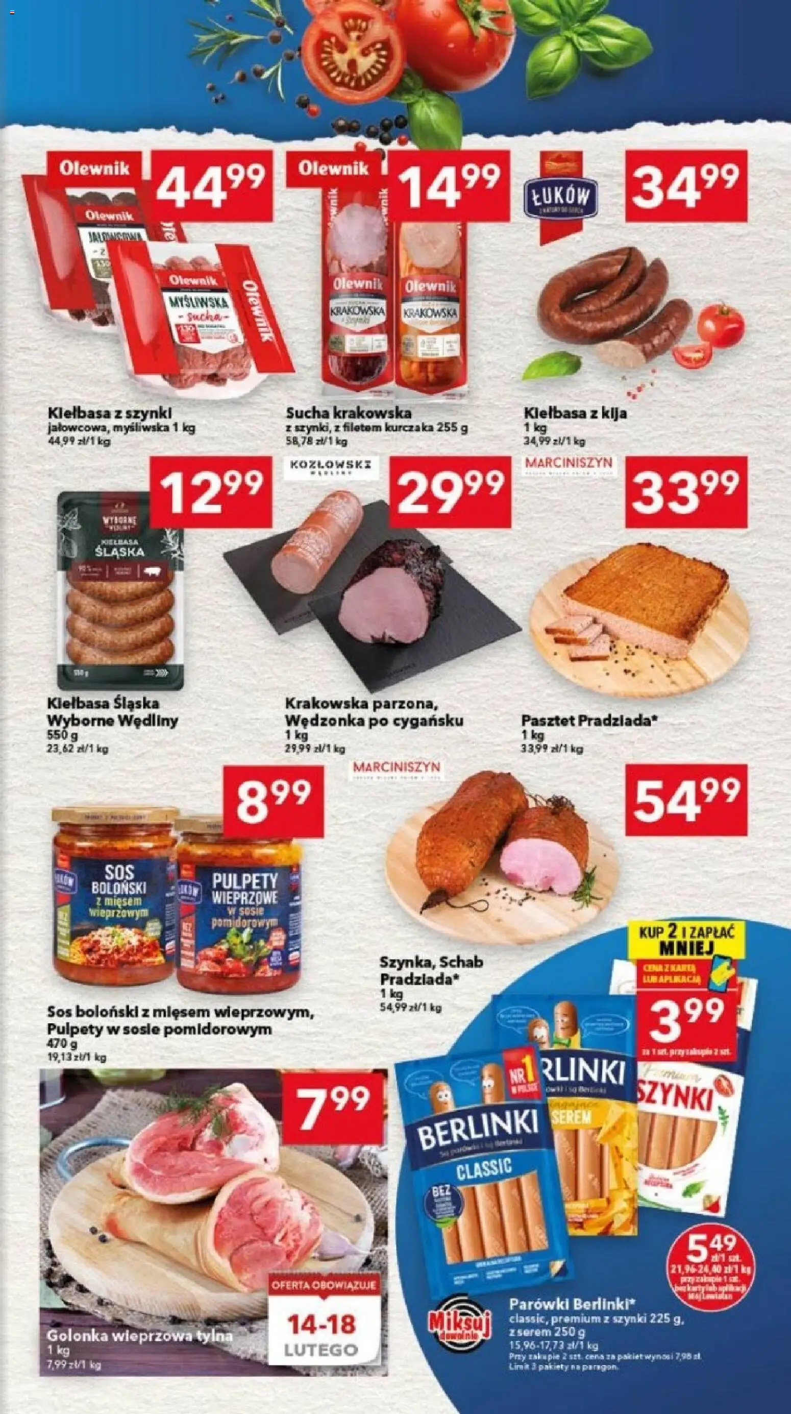 Lewiatan gazetka - Gdańsk od 12.02.2026 | Strona: 3 | Produkty: Schab, Myśliwska, Kiełbasa śląska, Sos