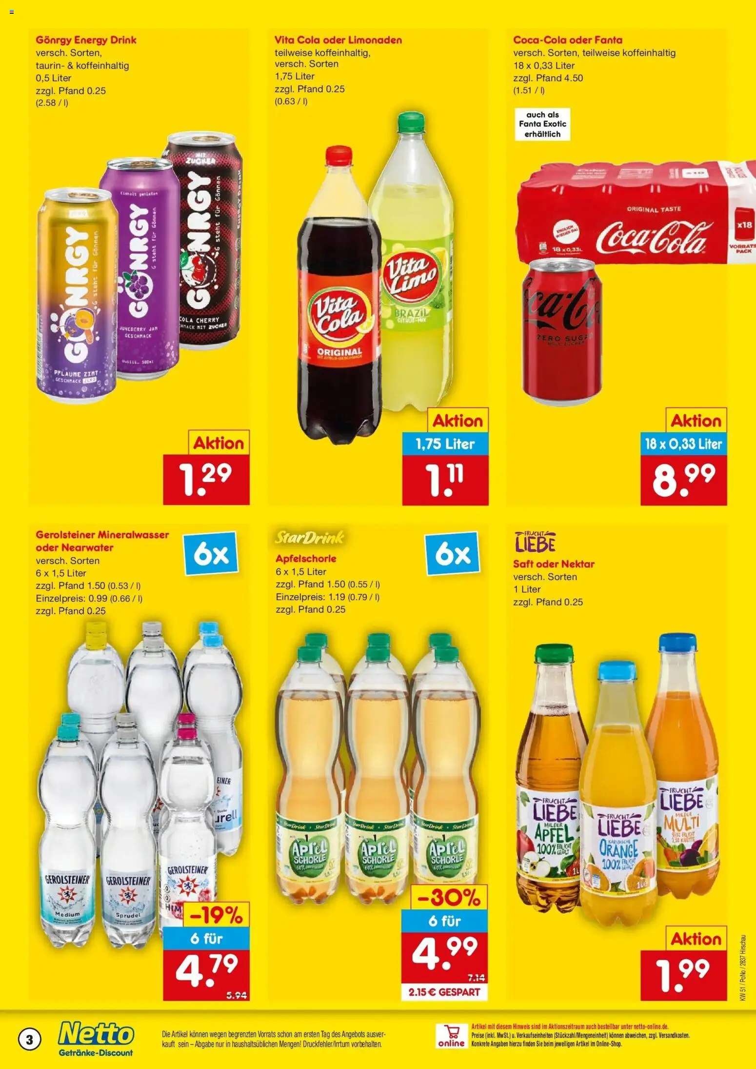 Netto Marken-Discount prospekt Hirschau	 – gültig ab 15.12.2025 | Seite: 3 | Produkte: Fanta, Äpfel, Saft, Gerolsteiner