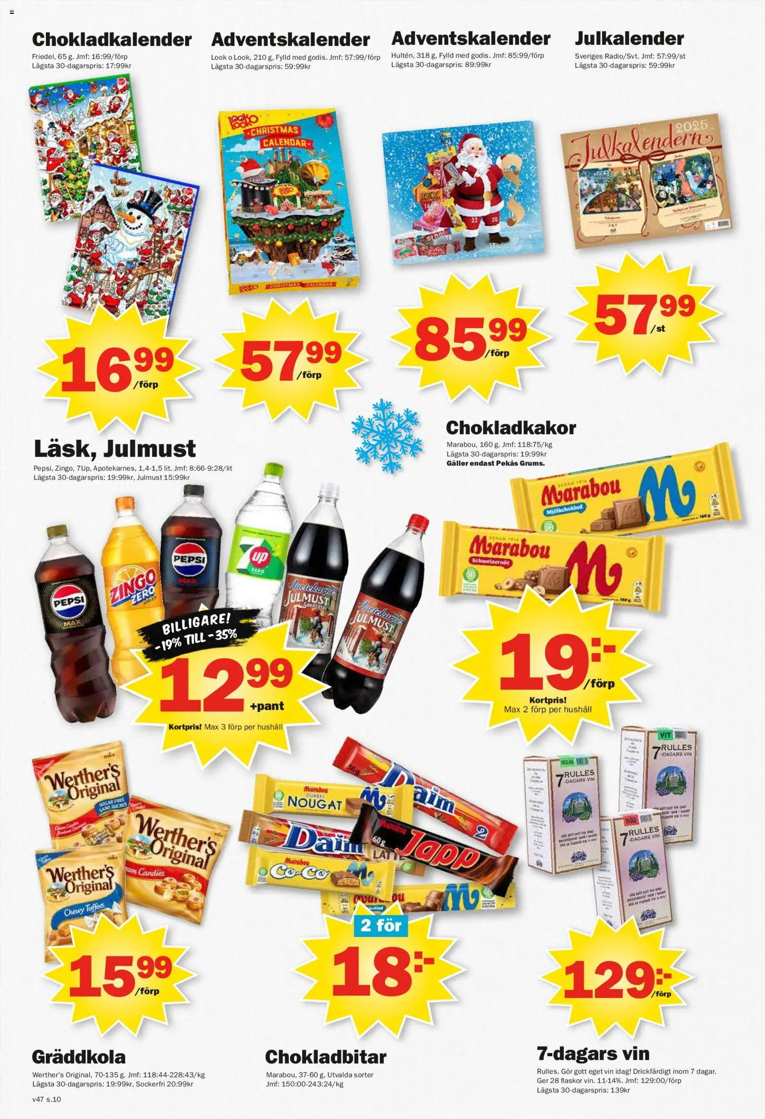 Pekås reklamblad aktuell från 17.11.2025 | Sida: 10 | Produkter: Zingo, Galler, Pepsi, Vin