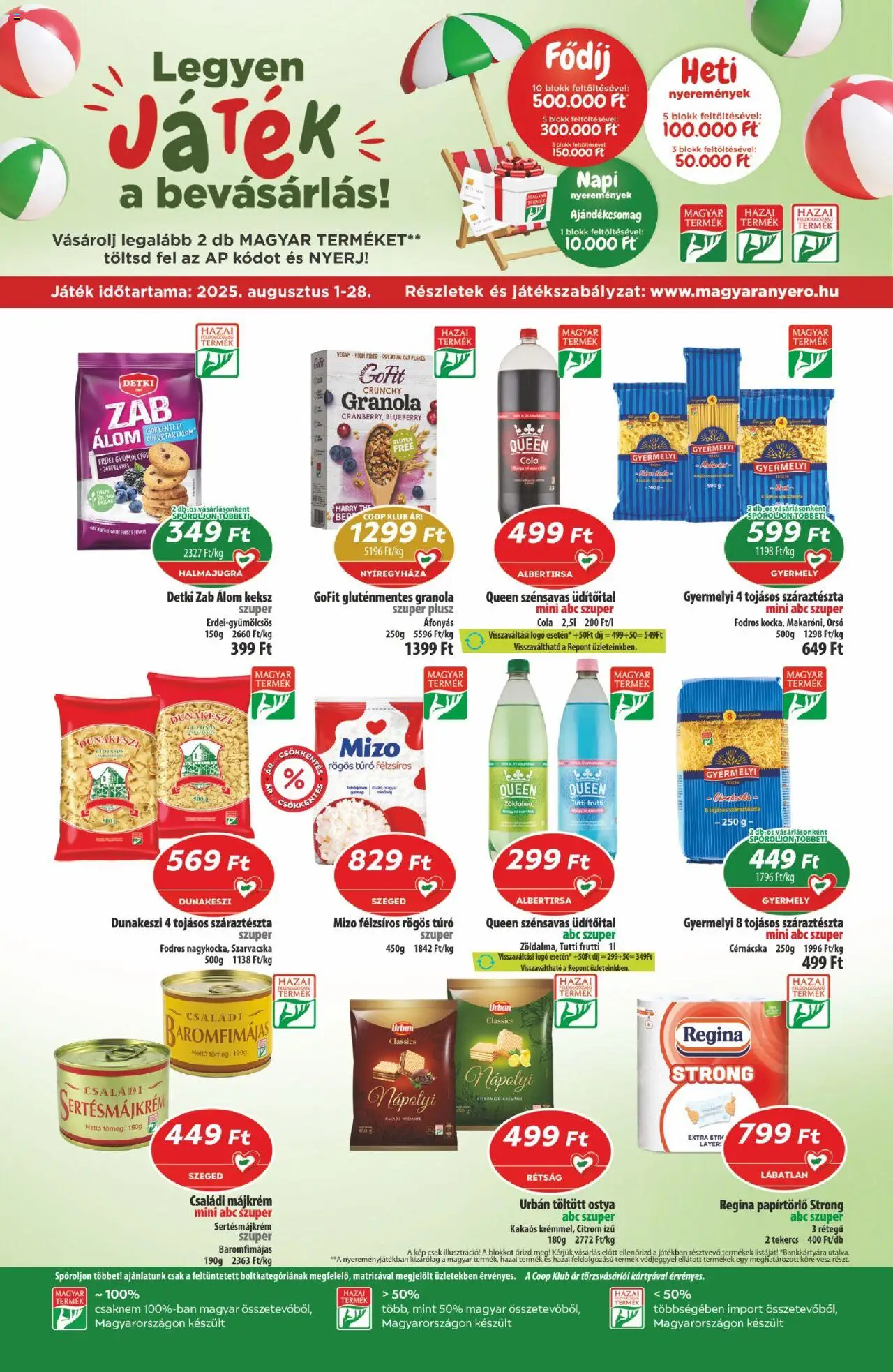 COOP akciós ujság - amely érvényes a következő dátumtól: 14.08.2025 | Oldal: 2 | Termékek: Játék, Granola, Száraztészta, Citrom
