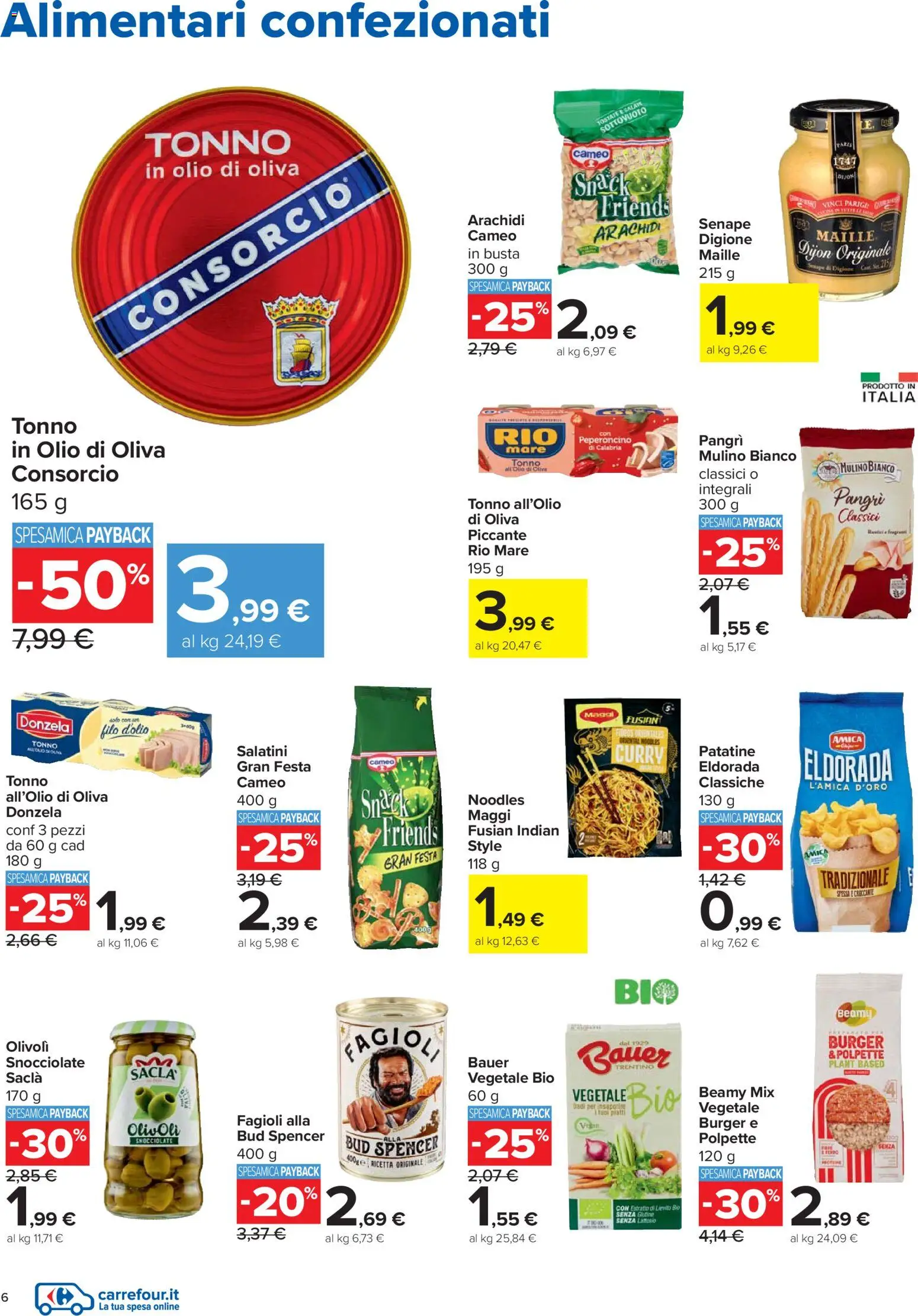 Volantino Carrefour del 30.10.2025 | Pagina: 6 | Prodotti: Salatini, Fagioli, Olio, Olio di Oliva