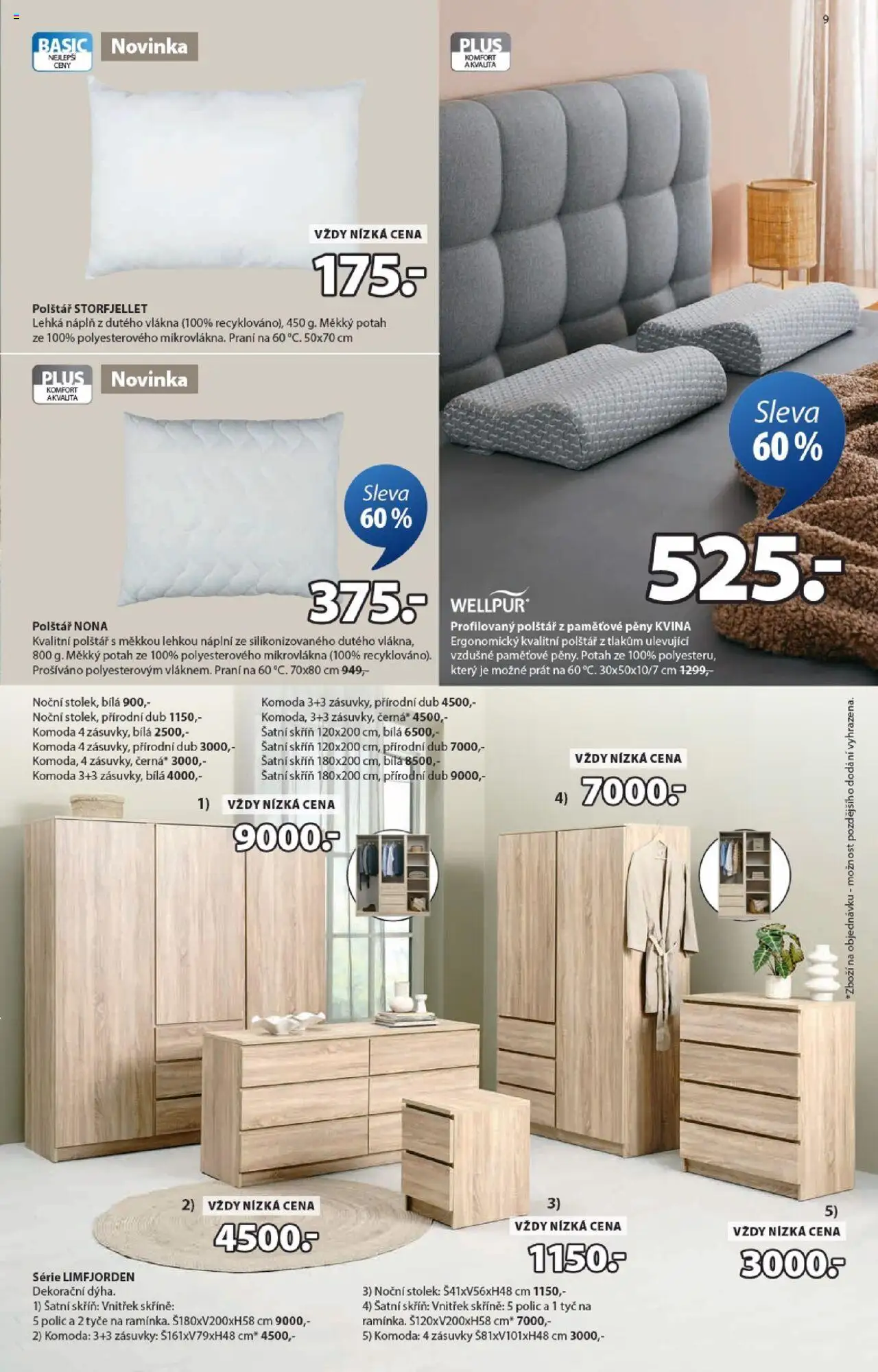 JYSK leták od 20.10.2025 | Strana: 9 | Produkty: Skříně, Polštář, Šatní skříň, Skříň