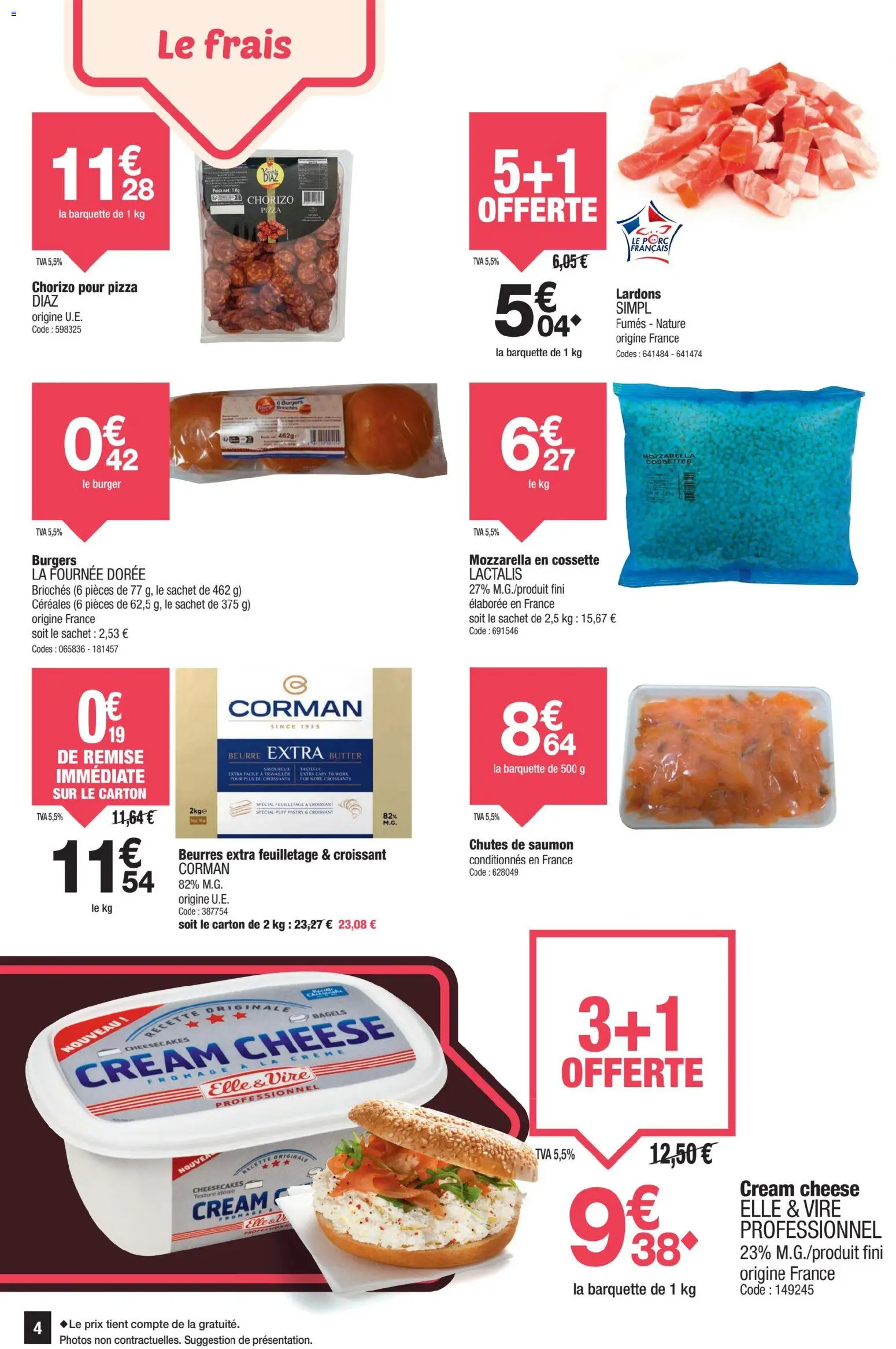 {H1} | Page: 4 | Produits: Poids, Mozzarella, Beurre, Pizza