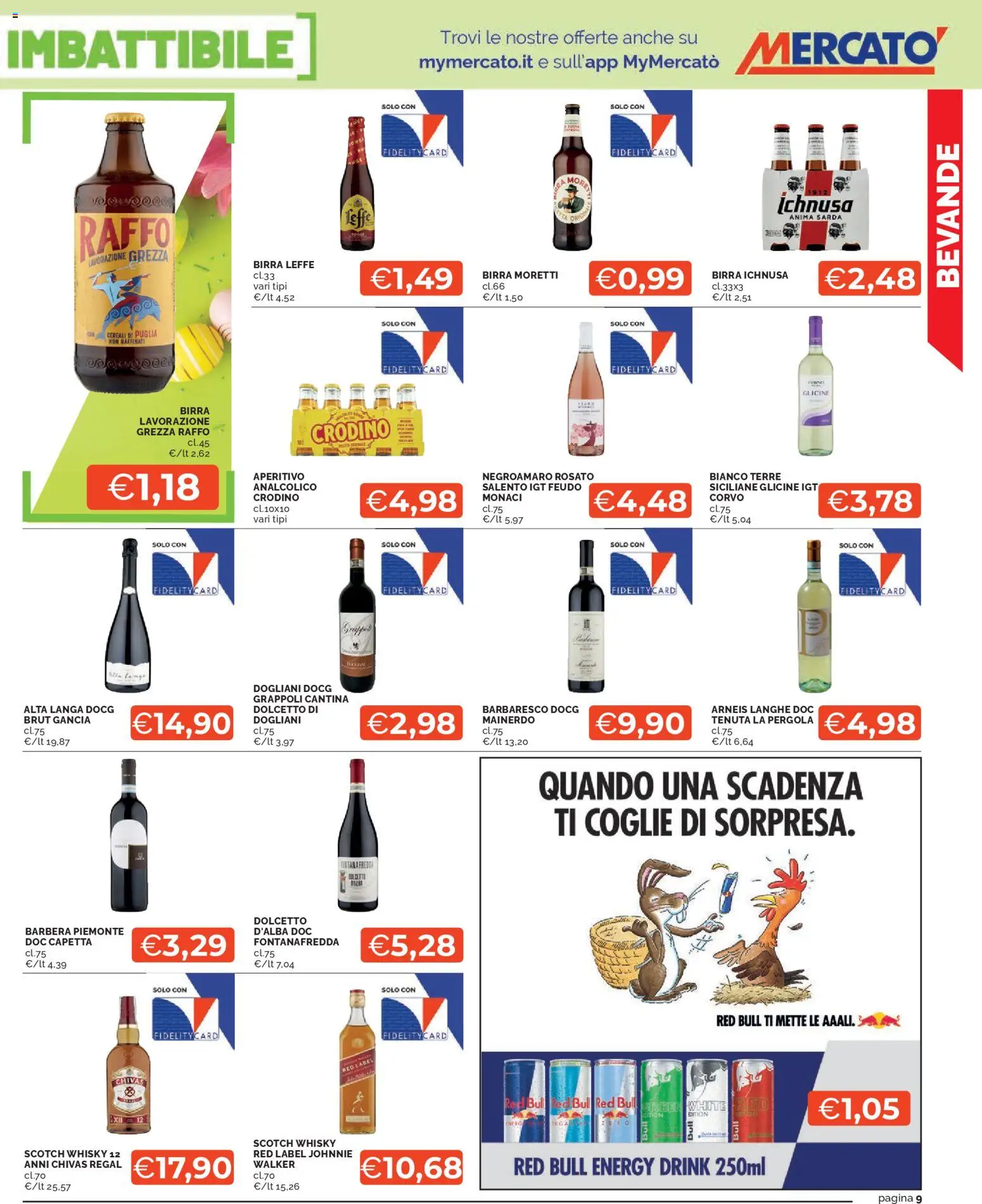 Volantino Mercatò del 23.03.2026 | Pagina: 9 | Prodotti: Birra, Cereali, Whisky, Birra Moretti