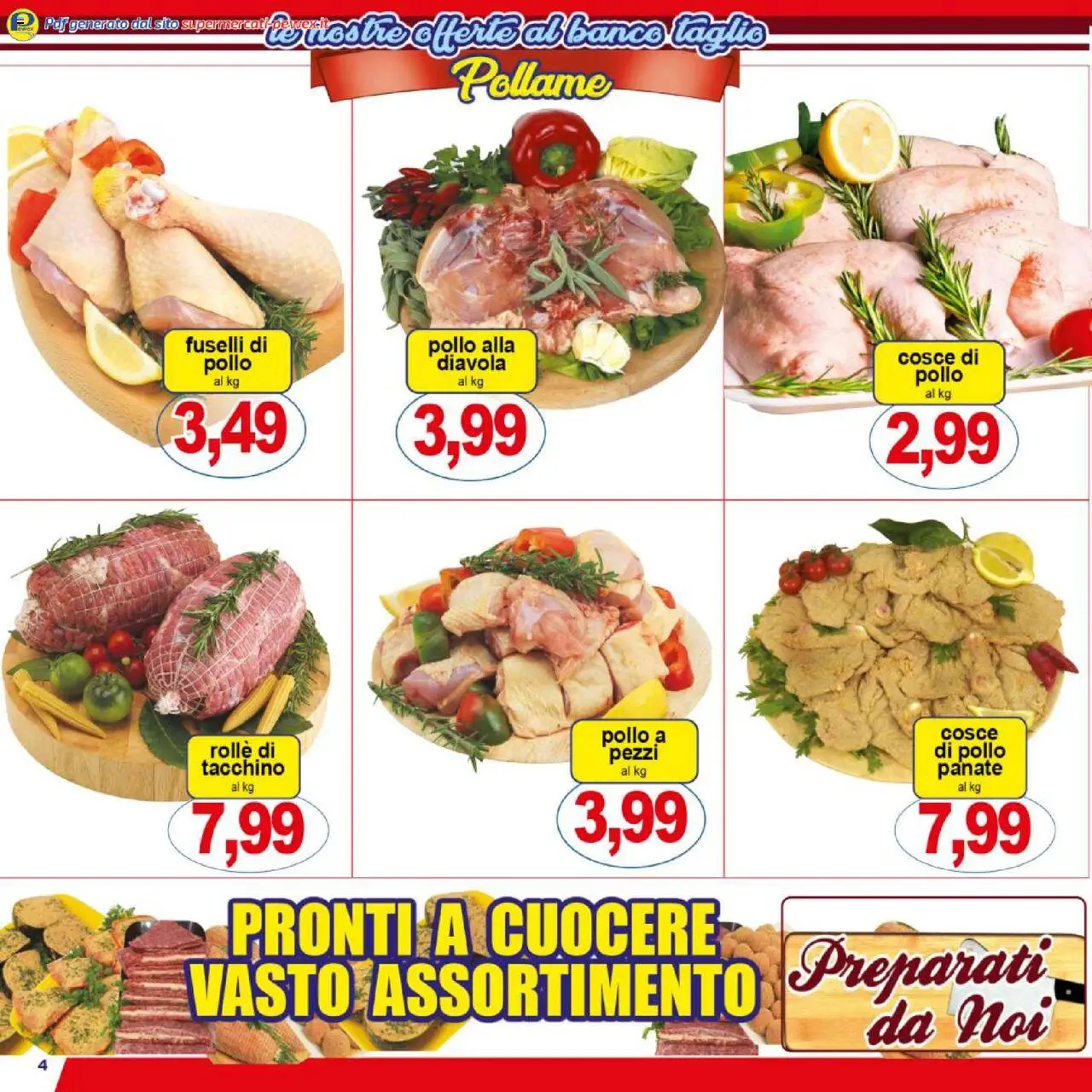 Volantino Pewex del 18.08.2025 | Pagina: 4 | Prodotti: Pollo, Tacchino, Cosce di pollo