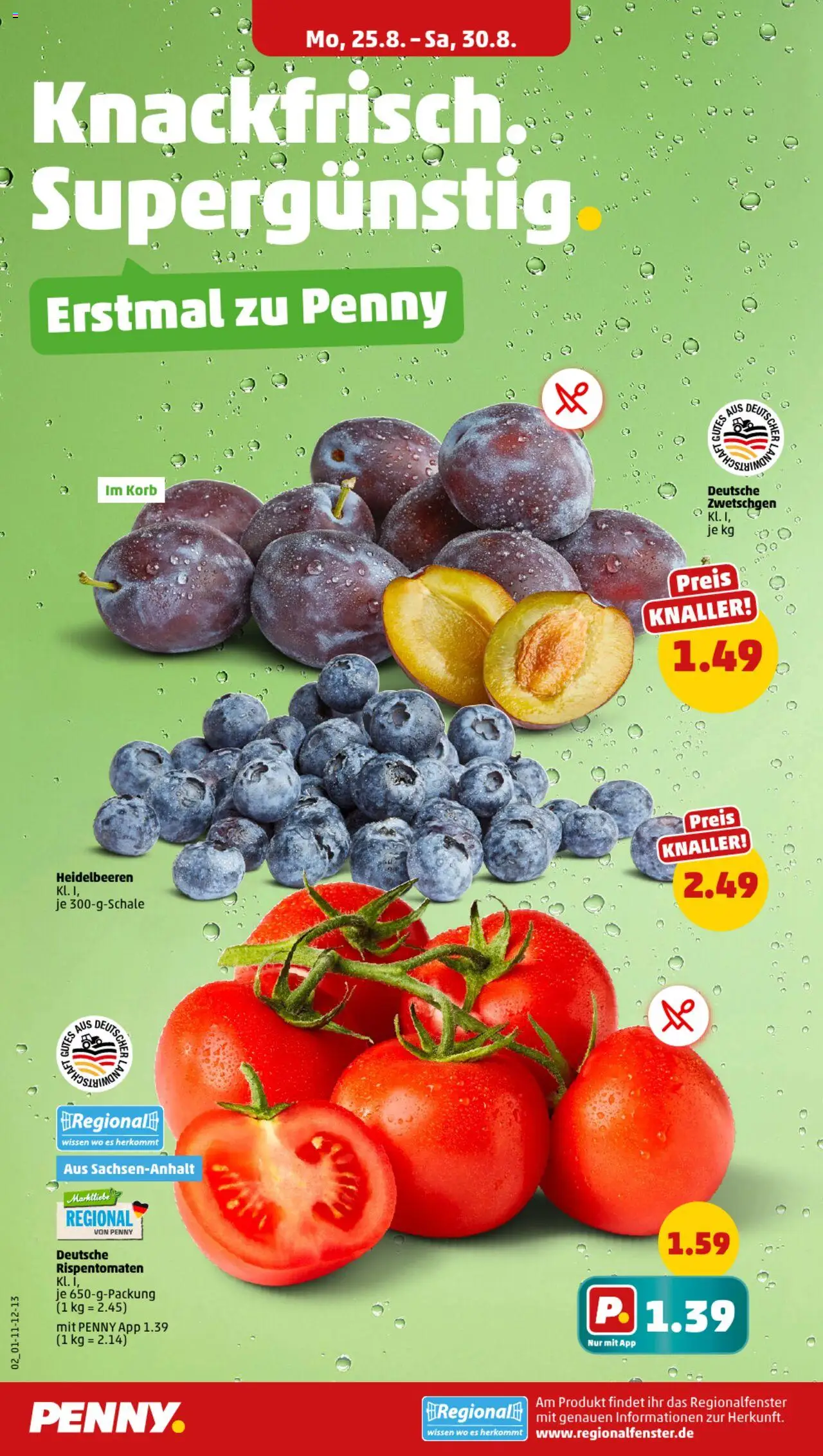 Penny Prospekt 	 - gültig ab dem 25.08.2025 | Seite: 2 | Produkte: Korb, Zwetschgen, Heidelbeeren
