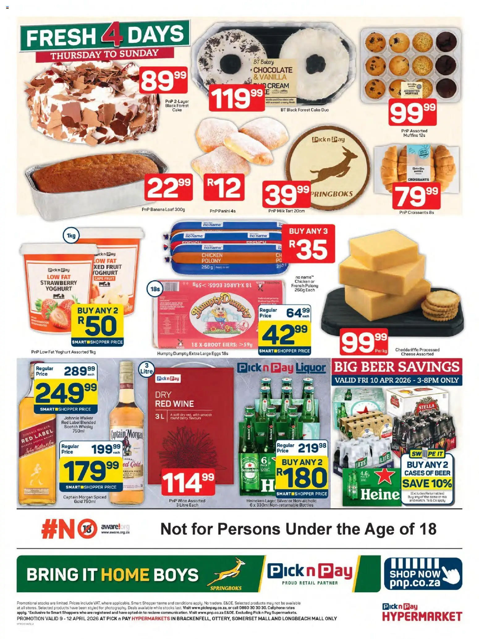 New Pick n Pay catalogue – valid from 09.04.2026 | Page: 2 | Products: Coke, Cheese, Chocolate, Beer