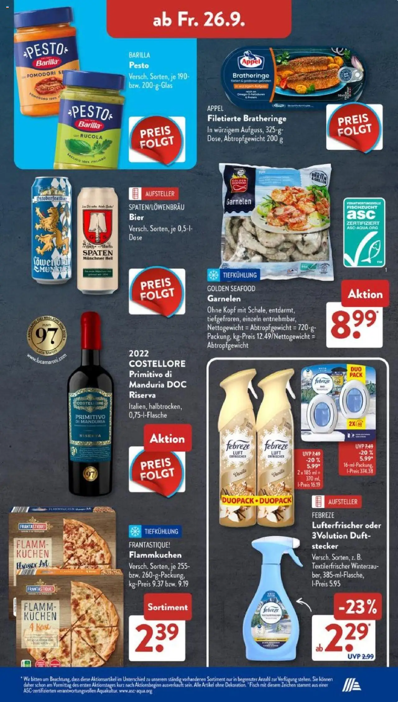Aldi Süd Prospekt 	 – gültig ab 22.09.2025 | Seite: 15 | Produkte: Barilla, Rucola, Garnelen, Kuchen