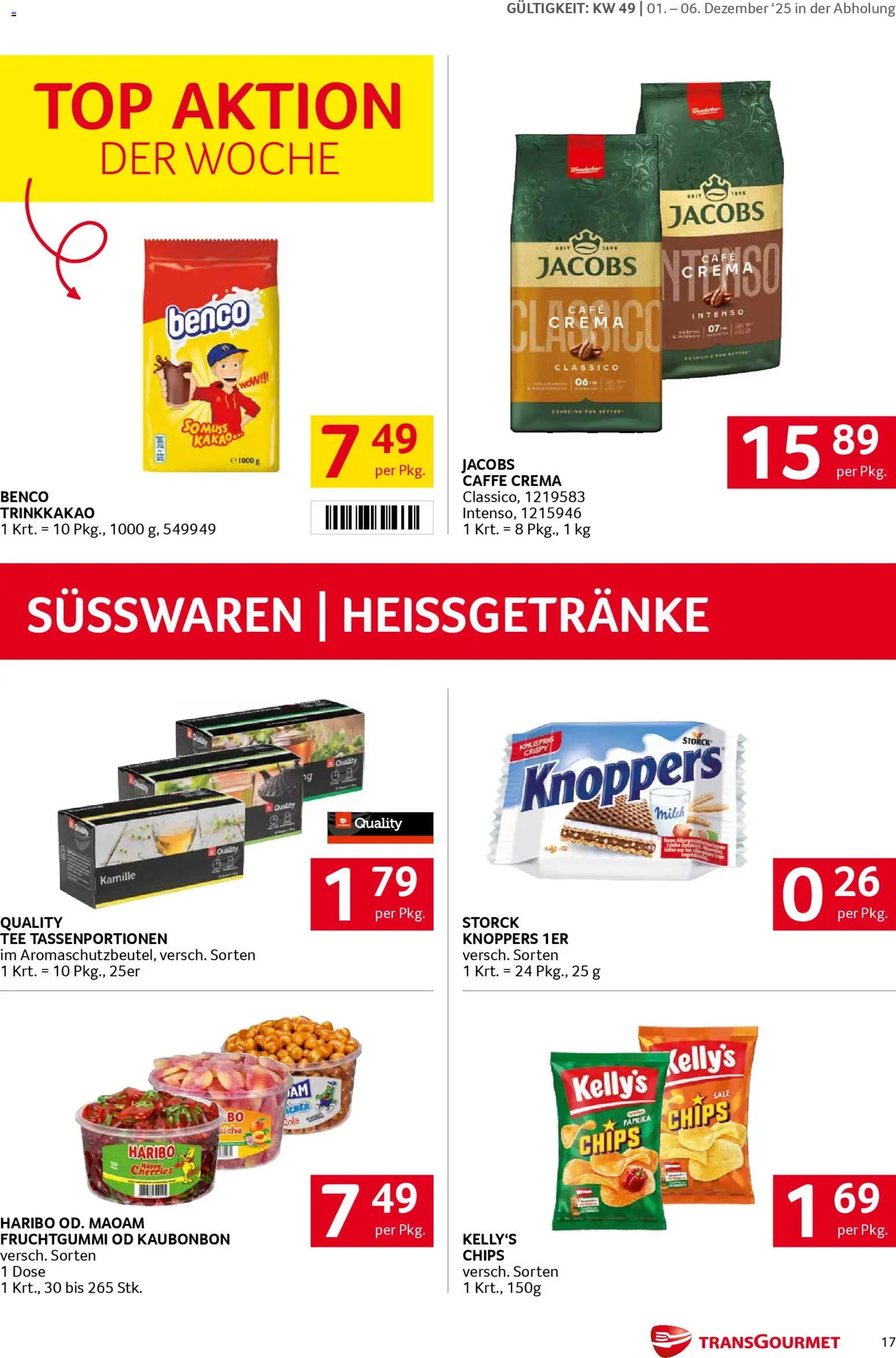 Transgourmet Flugblatt gültig ab 01.12.2025 | Seite: 17 | Produkte: Chips, Milch, Tee