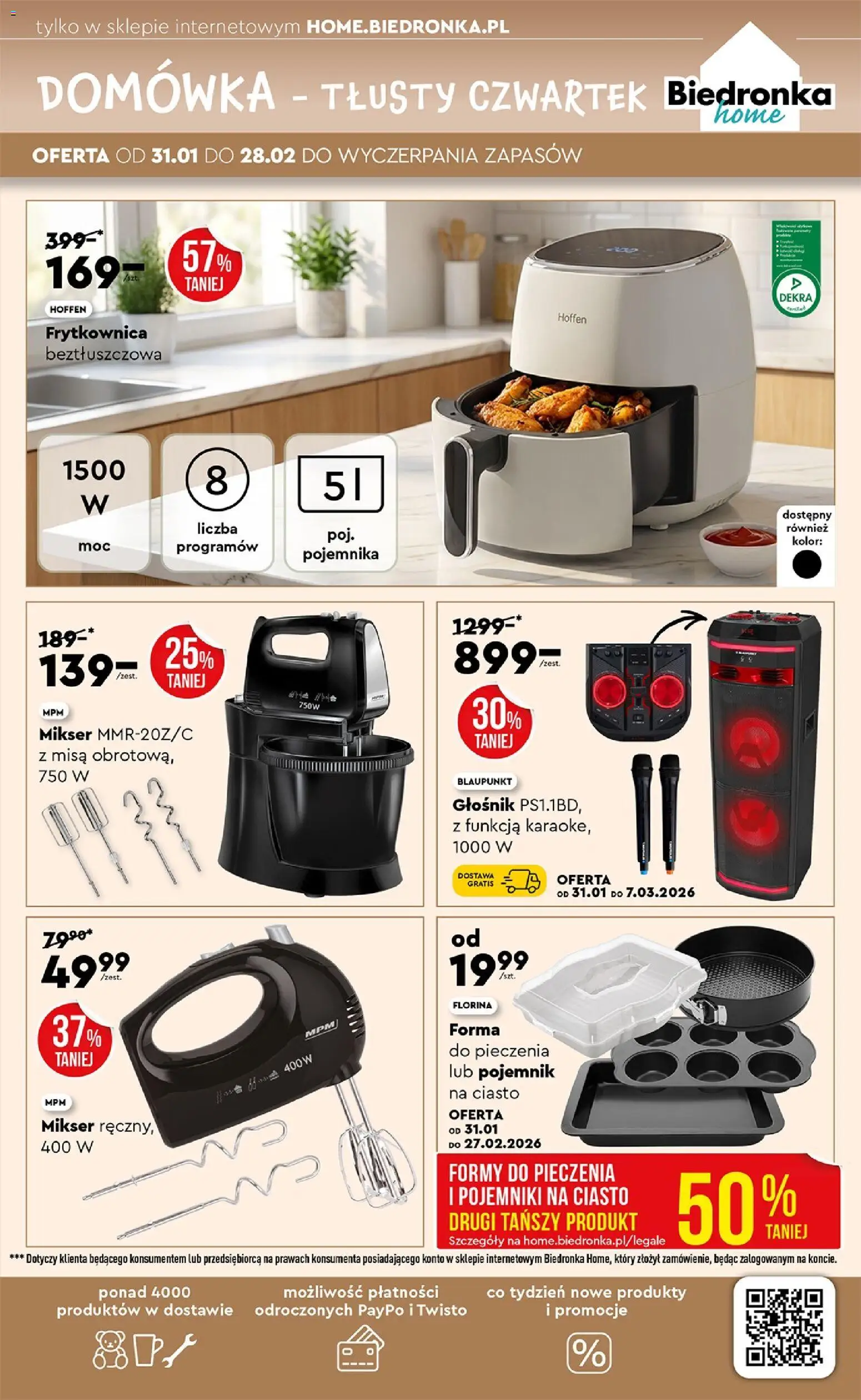 Biedronka gazetka - Home od 24.01.2026 | Strona: 3 | Produkty: Głośnik, Ciasto, Mikser, Frytkownica