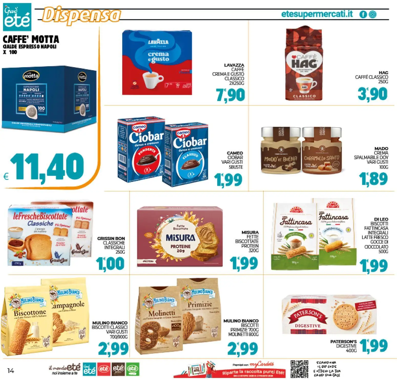 Volantino Eté del 16.01.2026 | Pagina: 14 | Prodotti: Crema, Caffè, Biscotti, Fette biscottate