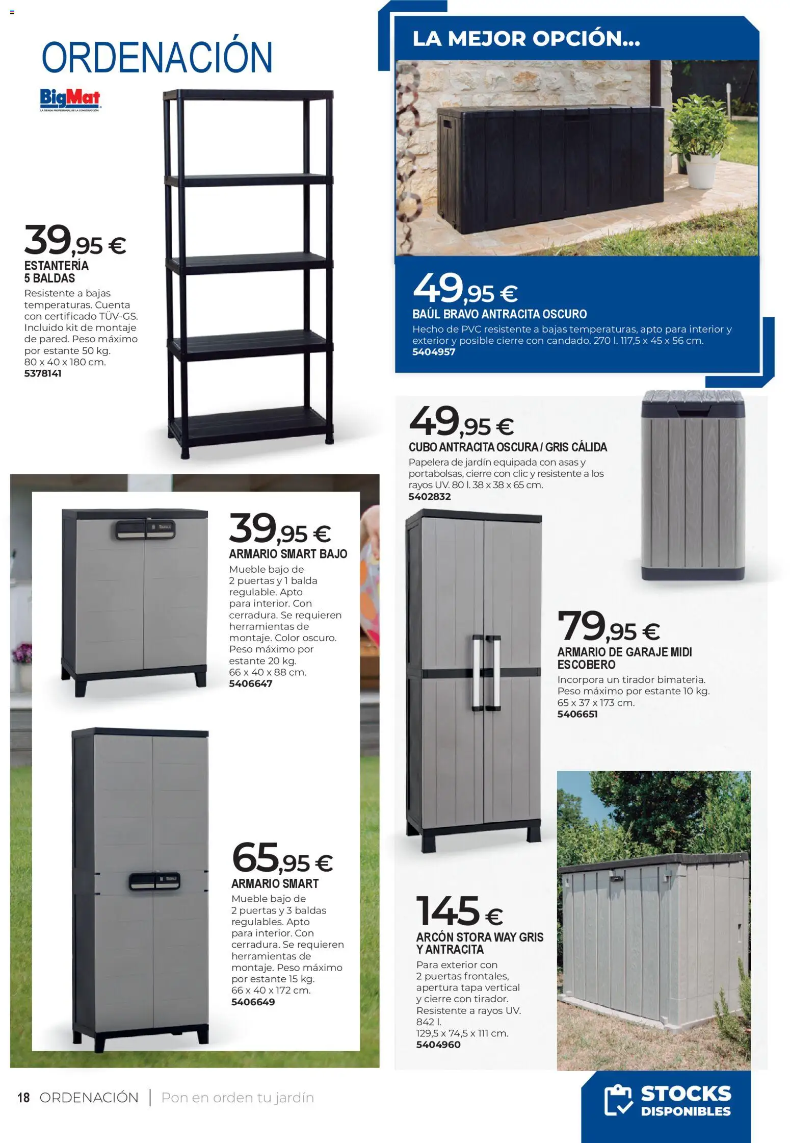 BigMat - Jardin y Piscinas 2026 │ válido desde el 23.03.2026 | Página: 18 | Productos: Peso, Estante, Armario