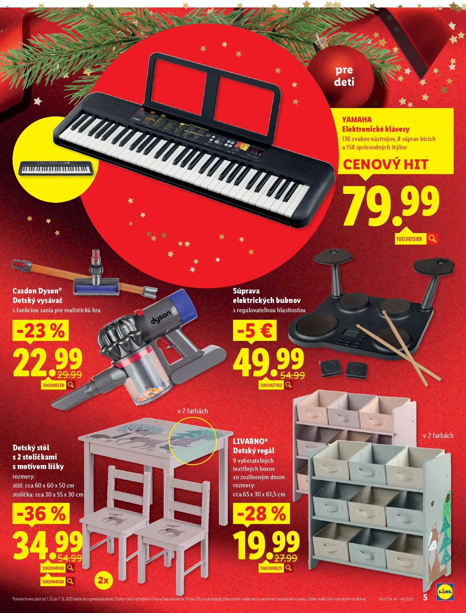 Nové Lidl akcie – leták je platný od 01.12.2025 | Strana: 5 | Produkty: Regál, Stôl, Detsky vysávač, Vysávač