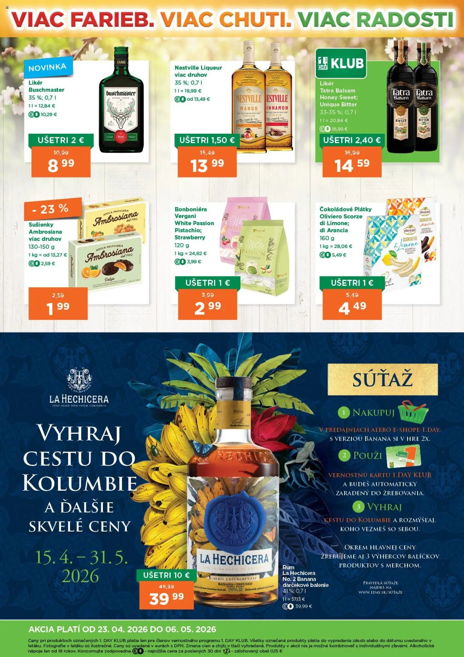 Nové 1day akcie – leták je platný od 23.04.2026 | Strana: 4 | Produkty: Bourbon, Mango