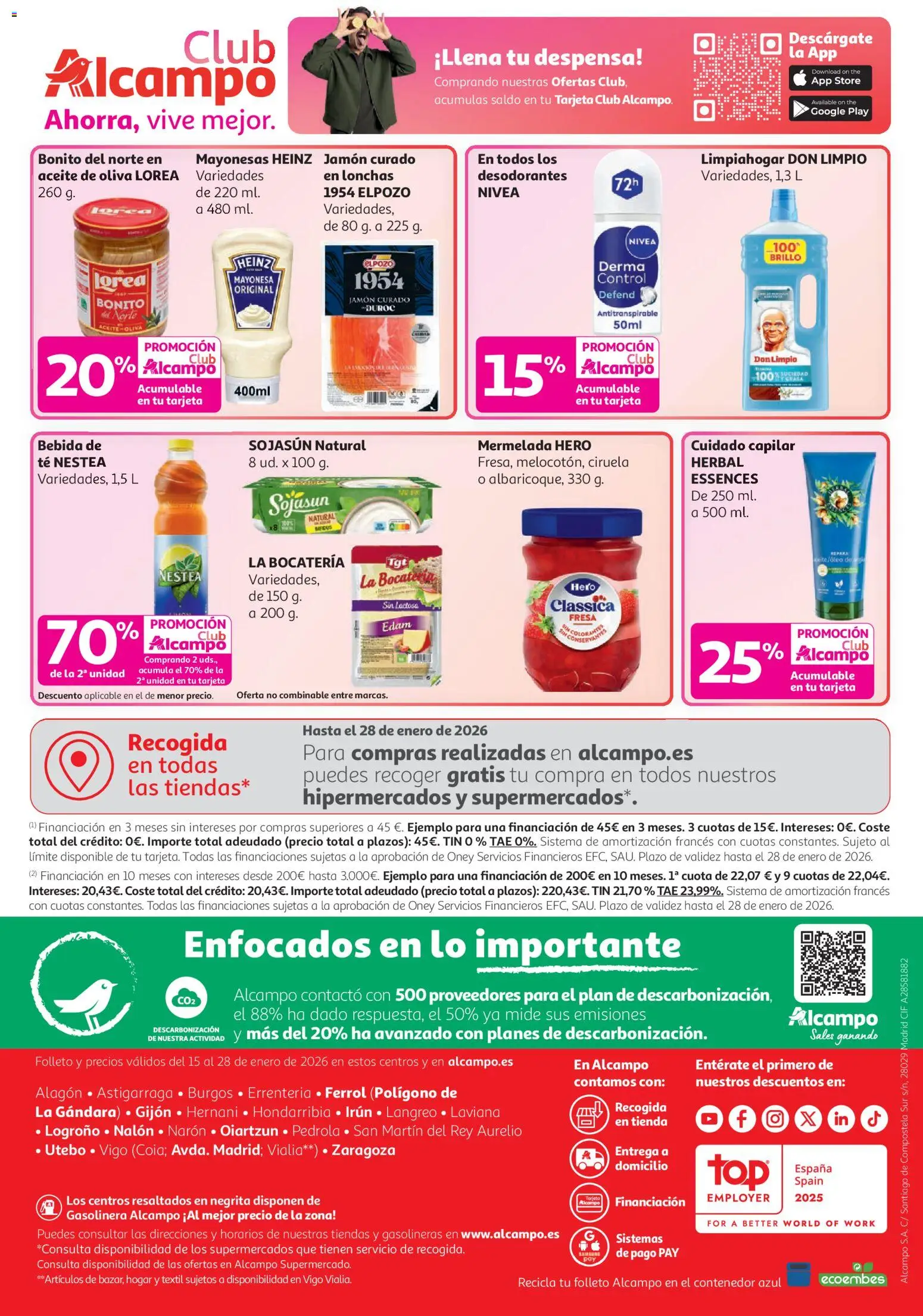 Alcampo - HG Unico Nacional │ válido desde el 15.01.2026 | Página: 20 | Productos: Jamón, Té, Aceite de oliva, Οθόνη προβολής