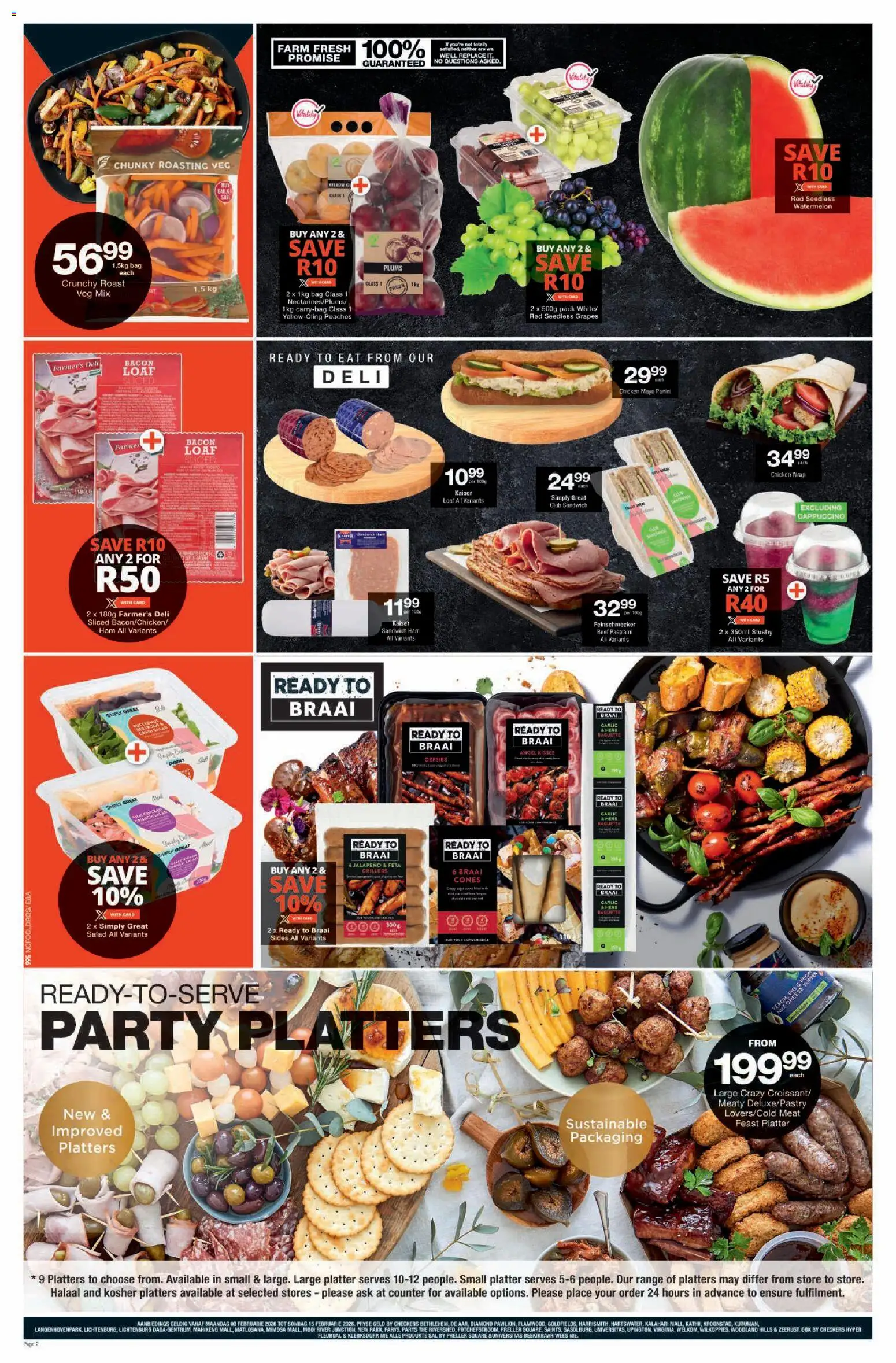 New Checkers catalogue – valid from 09.02.2026 | Page: 2 | Products: Bag, Ham, Chicken, Salad