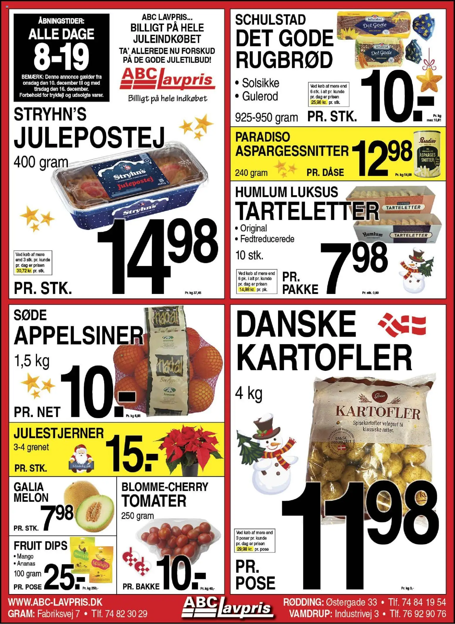 Abc Lavpris tilbudsavis – gyldig fra 10.12.2025 | Side: 1 | Produkter: Appelsiner, Kartofler, Gulerod, Tarteletter